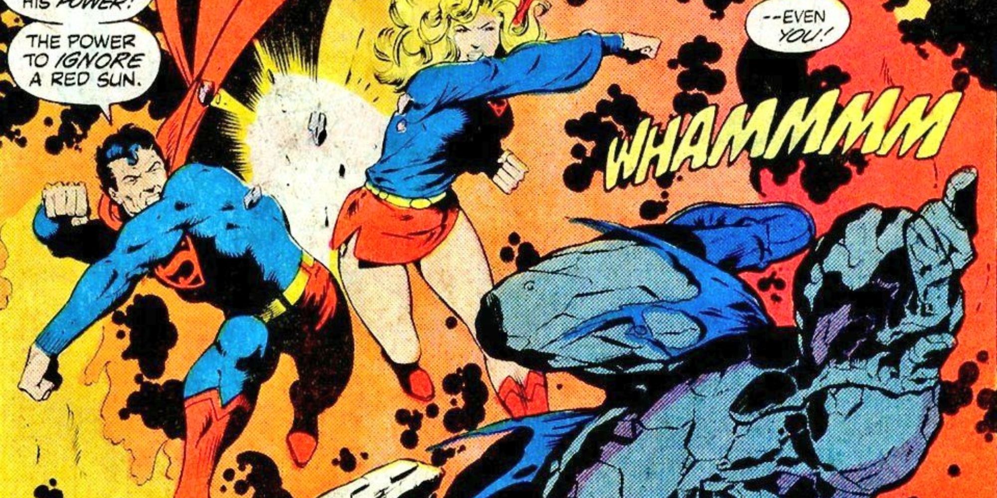Superman e Supergirl lutam contra Darkseid na DC Comics.