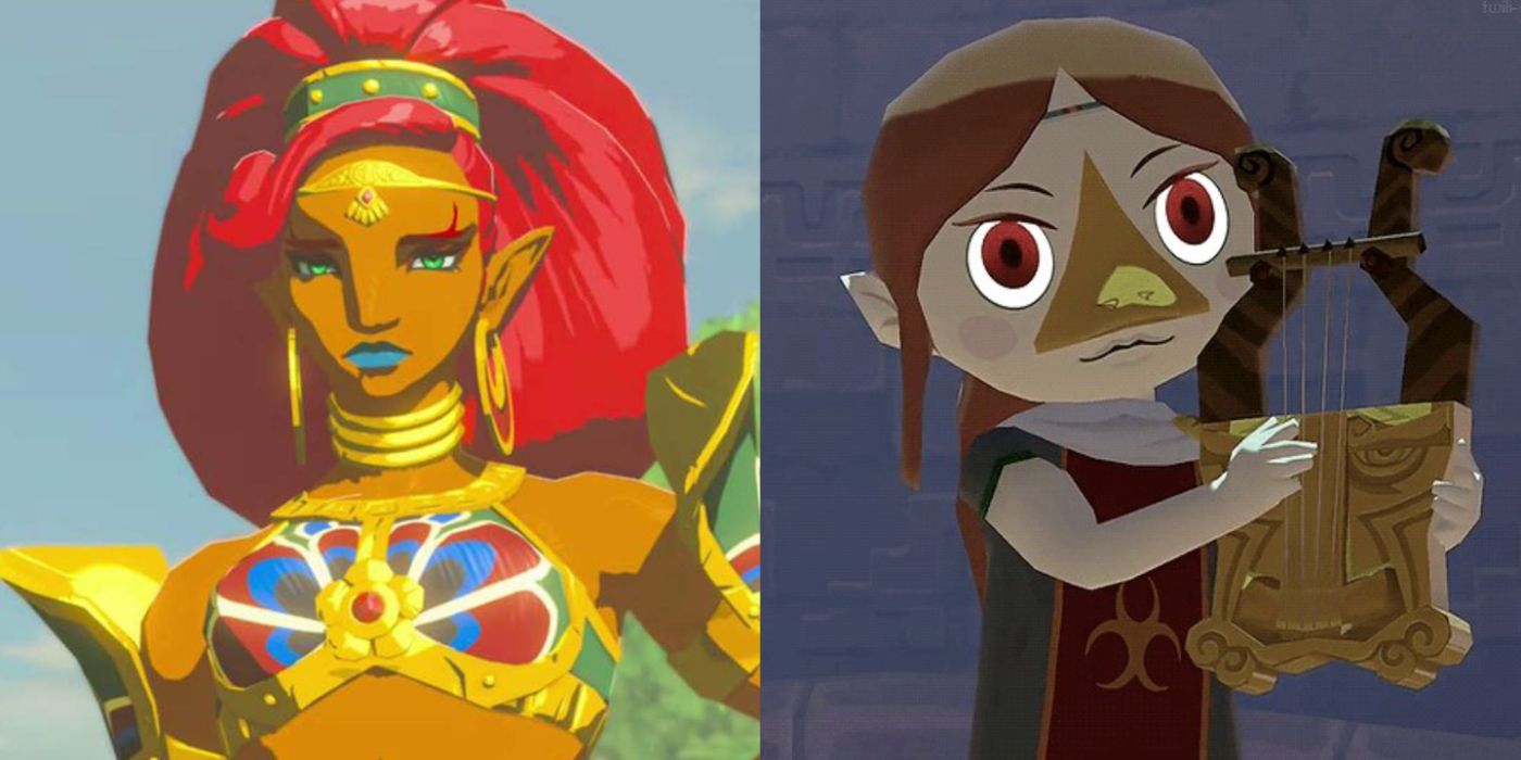 A split image of Urbosa and Medli from The Legend of Zelda: Breath of the Wild and the Wind Waker.