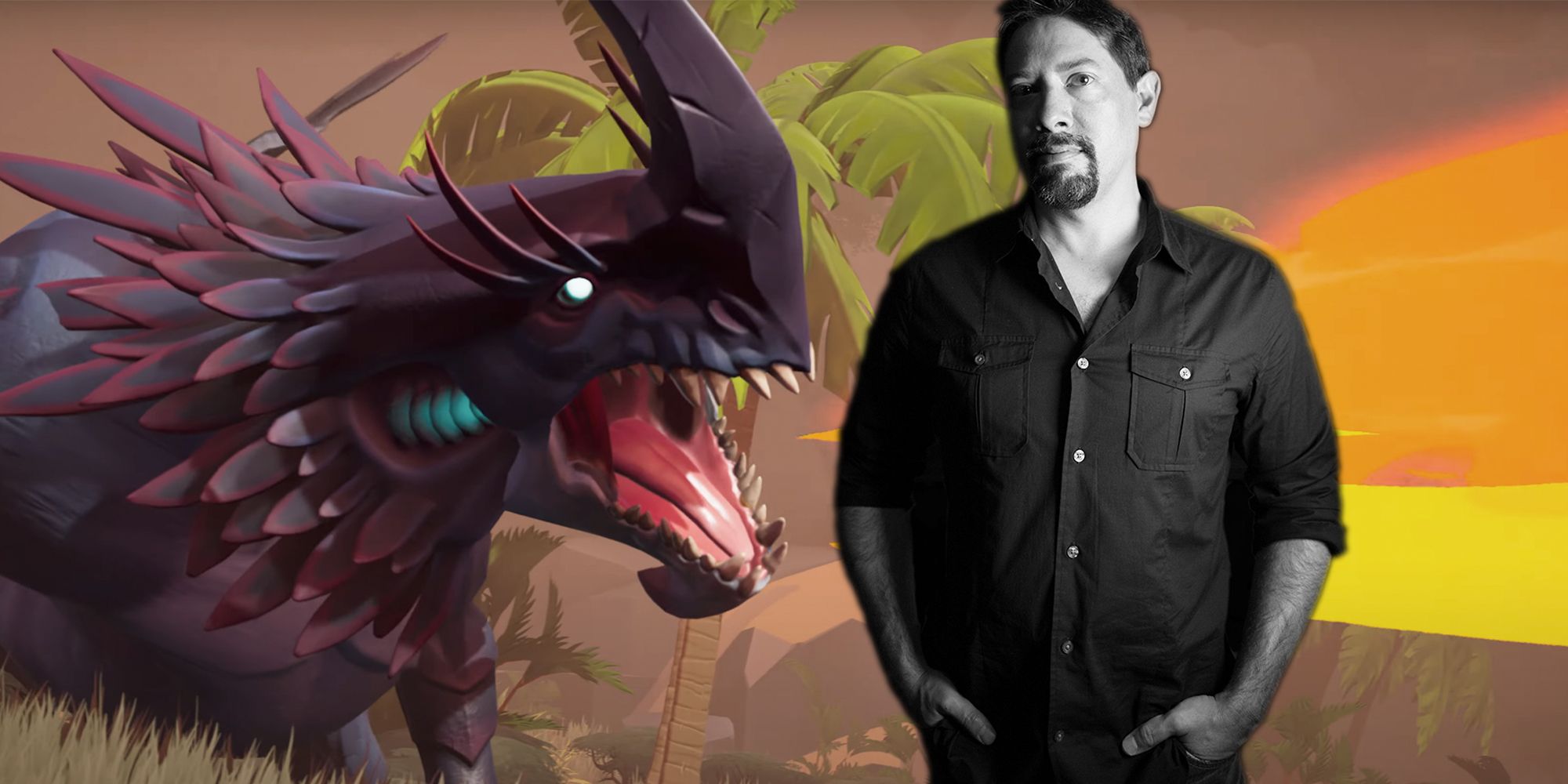 Composer Cris Velasco and a Behemoth from Dauntless