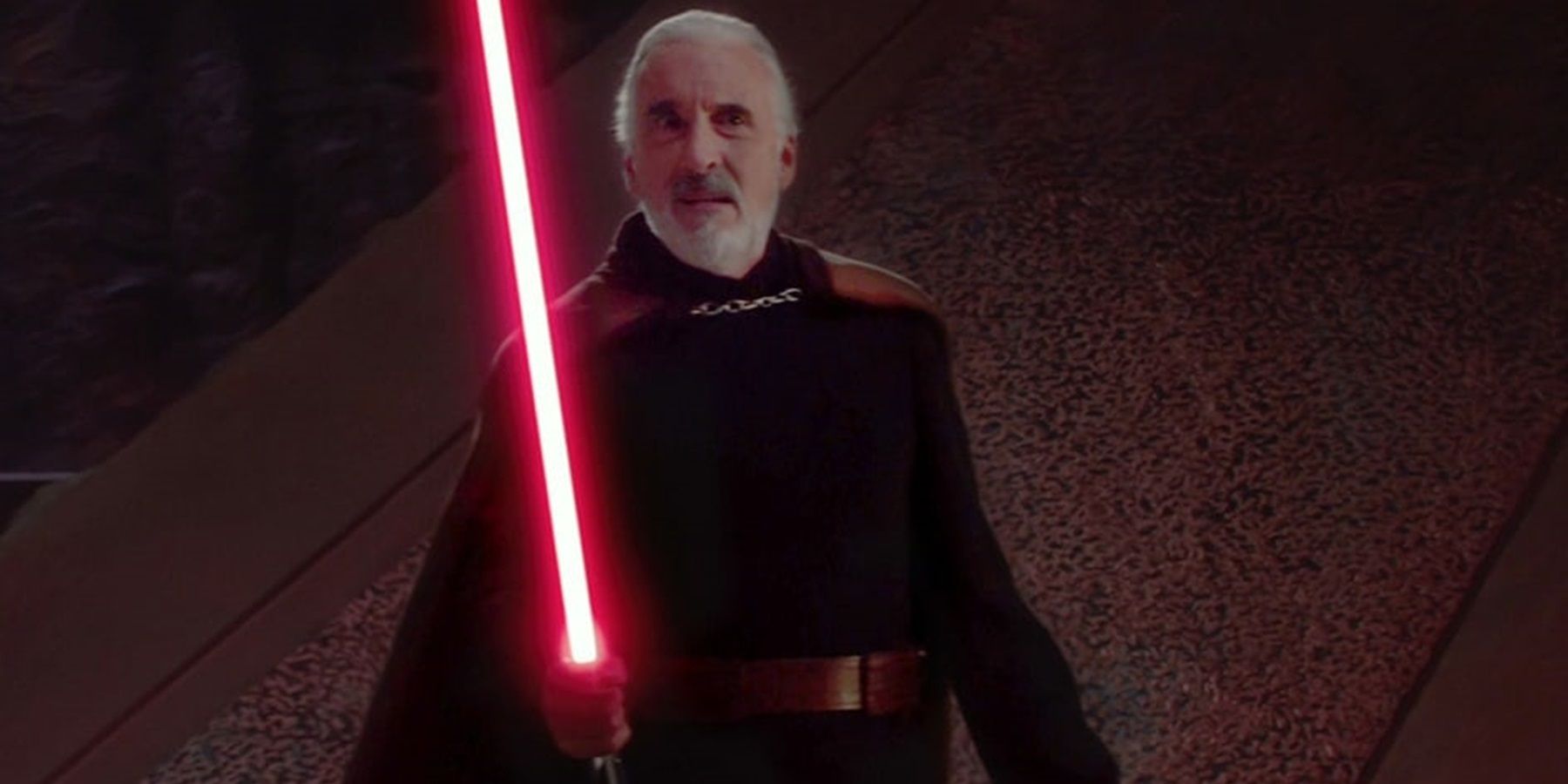 Count Dooku with his lightsaber in Attack of the Clones