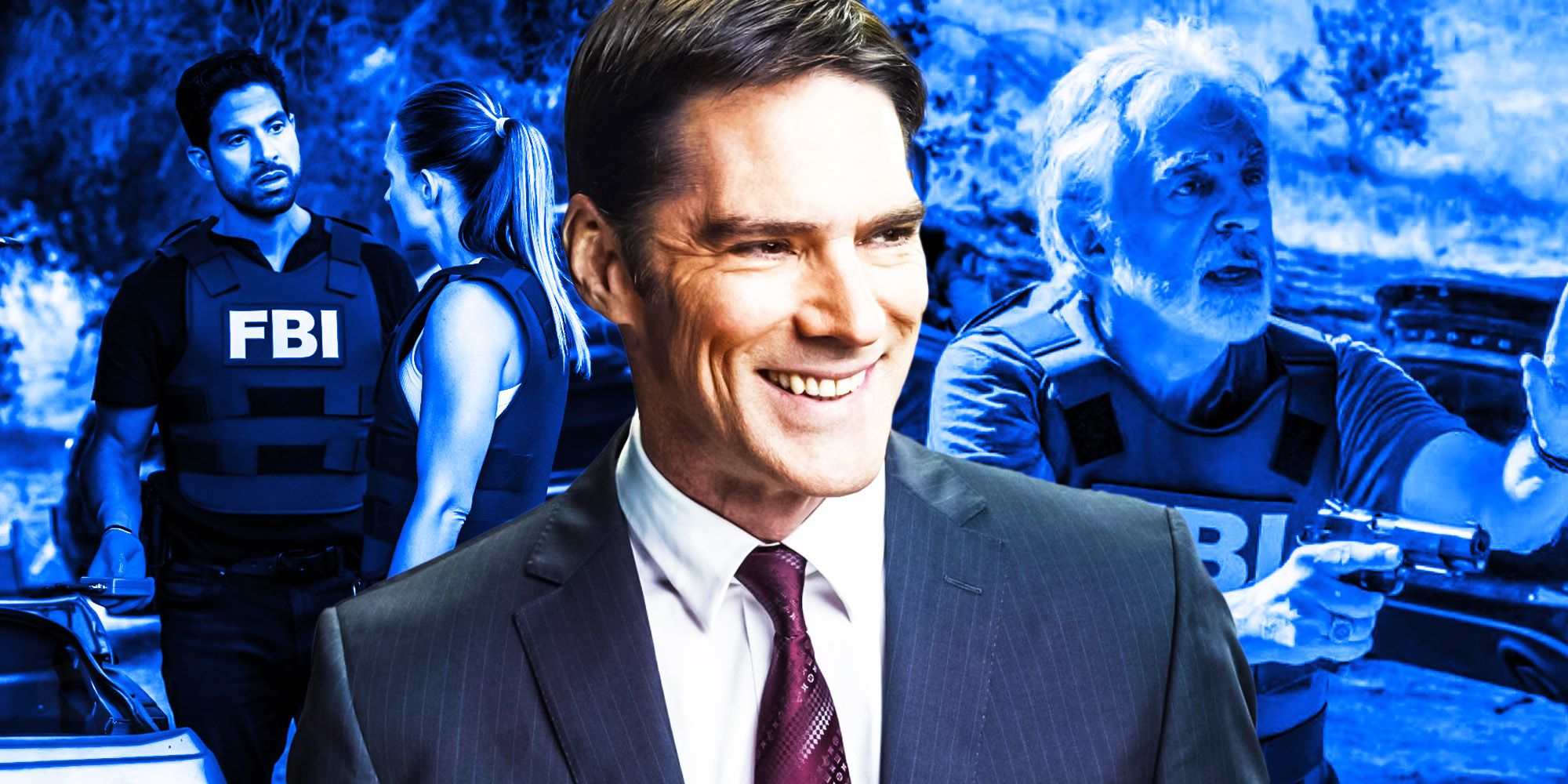 Criminal minds Hotch in front of reboot cast