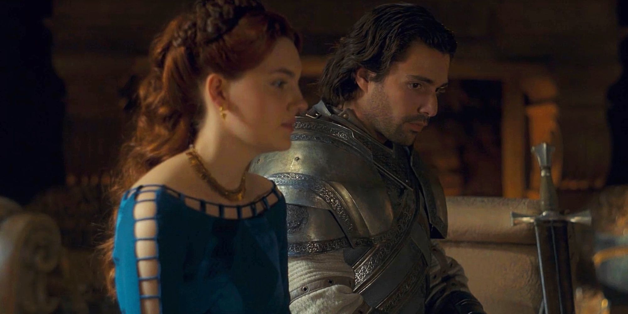 Fabien Frankel as Criston Cole and Emily Carey as Alicent Hightower in House Of The Dragon Episode 5