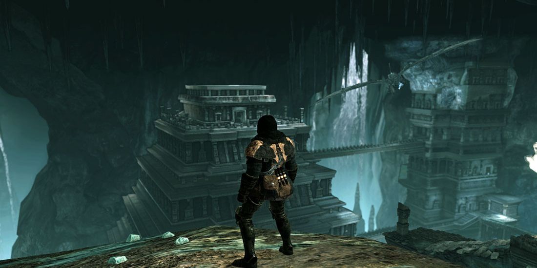 Uma captura de tela da expansão de DLC de Dark Souls 2, Crown of the Sunken King.