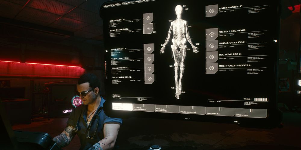 V visits Ripperdoc for a Cyber upgrade in Cyberpunk 2077