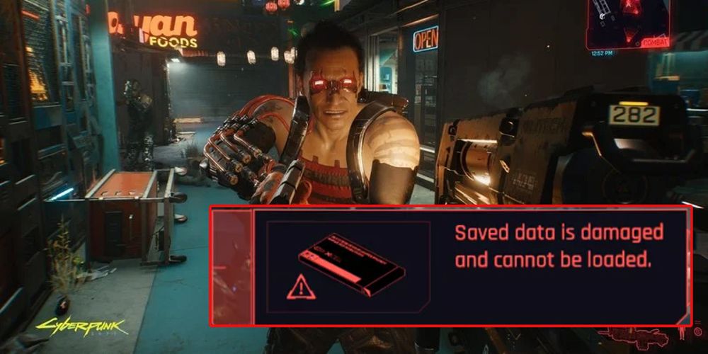 A Failed saved prompt appears in Cyberpunk 2077