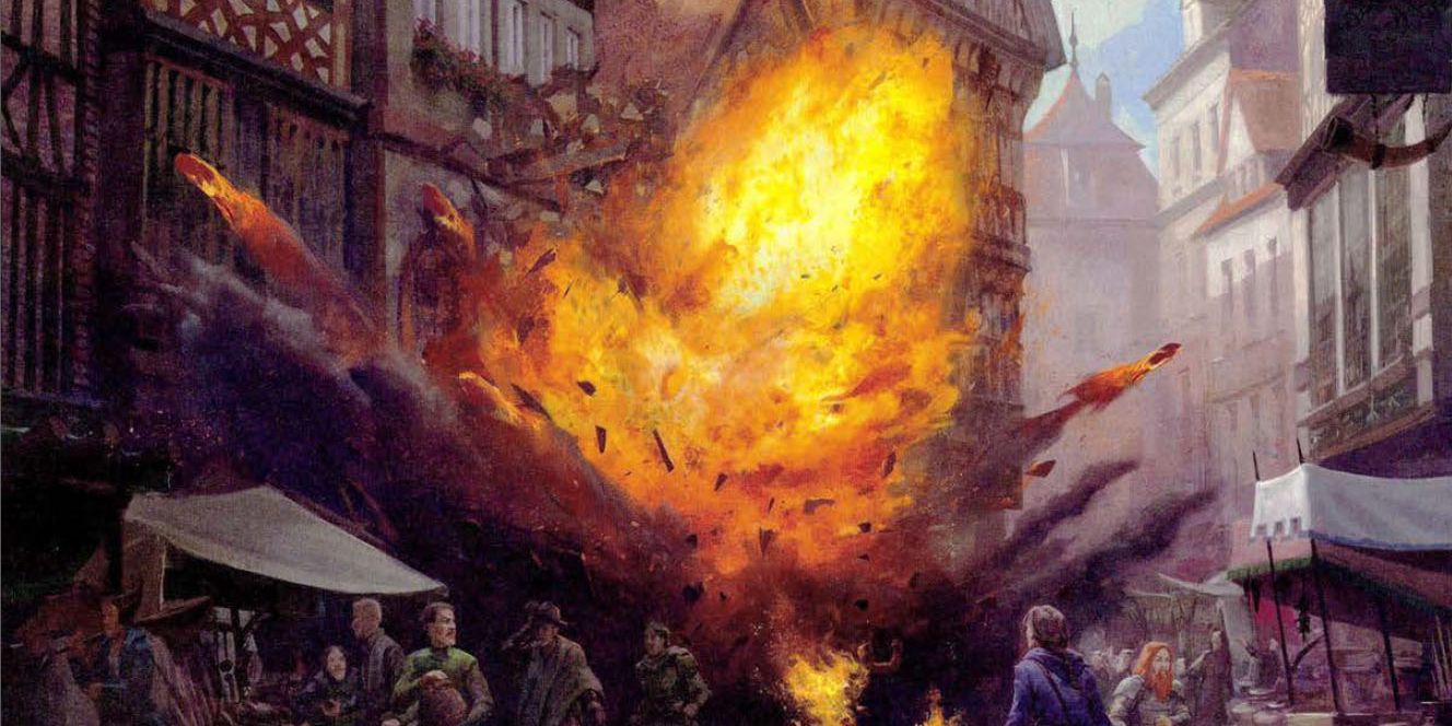 D&D Fireball exploding in the middle of town. 