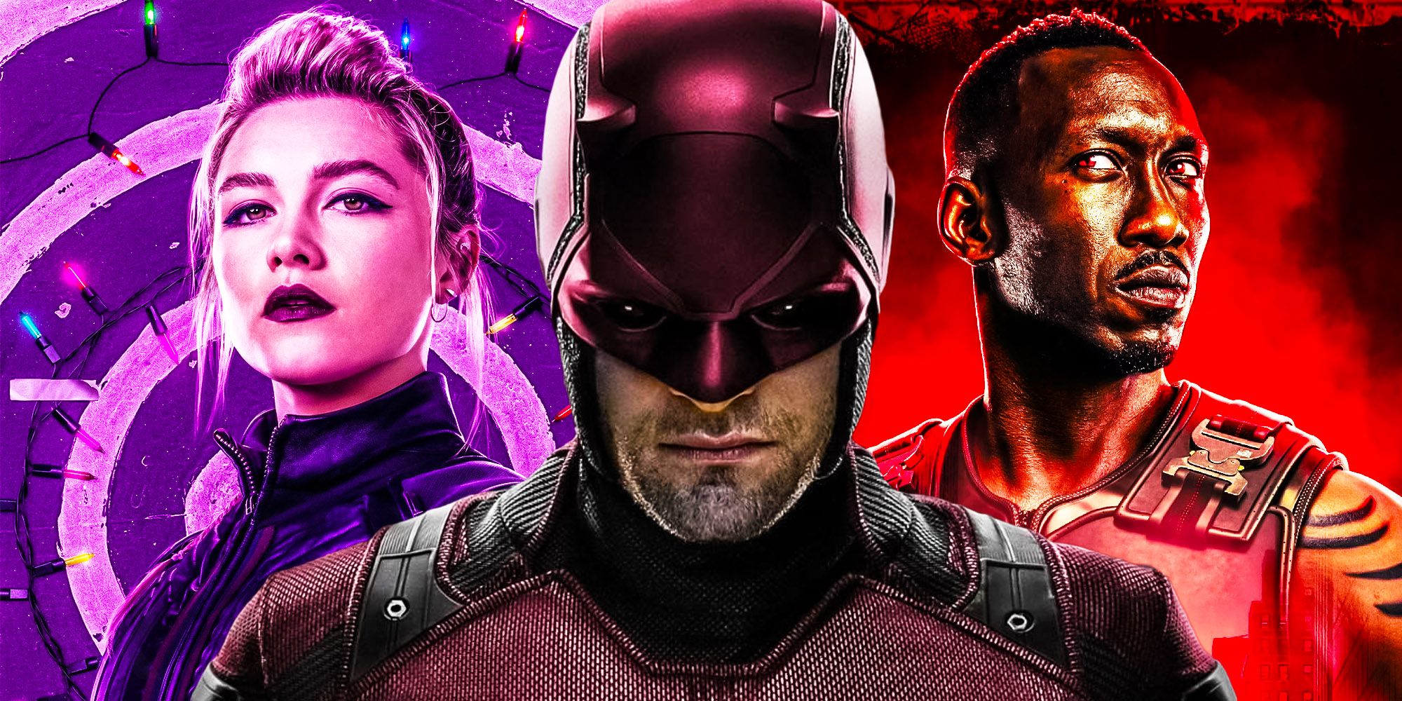 Daredevil, Blade, and Yelena Belova in upcoming Marvel movies and TV shows.