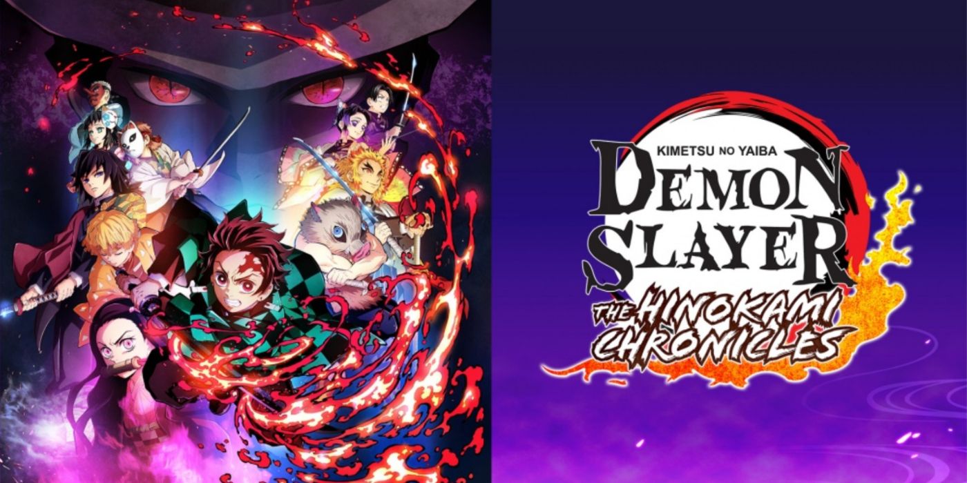 Demon Slayer: The Hinokami Chronicles arte chave com uma colagem do elenco.