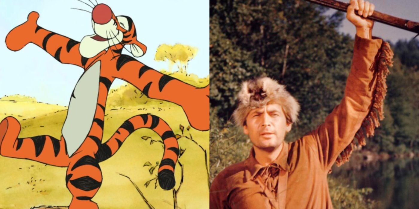 Split image of Tigger and Davy Crockett