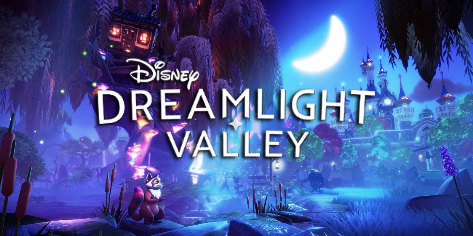 Disney Dreamlight Valley&rsquo;s title card, showing the titular locale in the background.