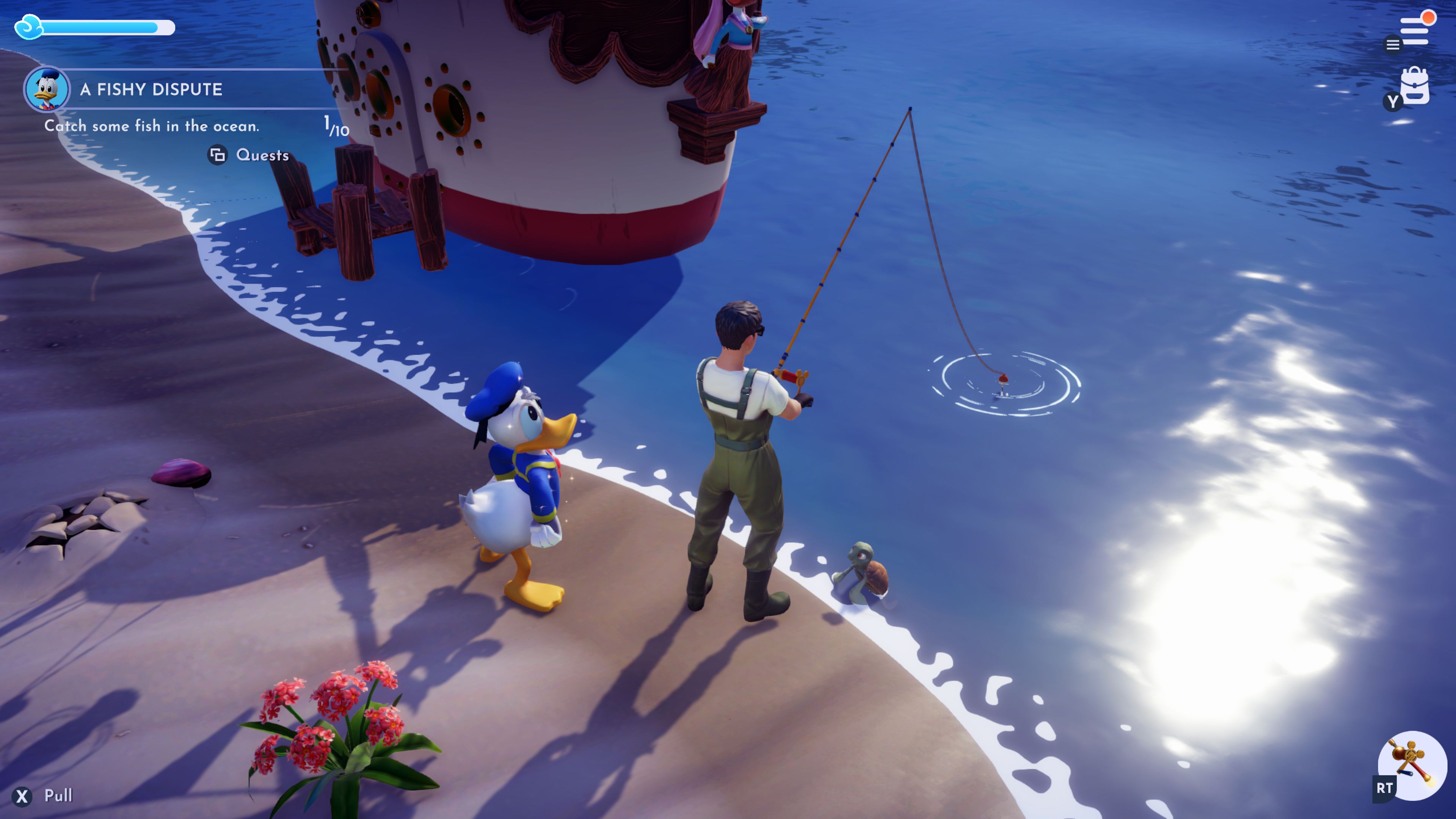 Disney Dreamlight Valley Uma disputa duvidosa Pescando com o Pato Donald