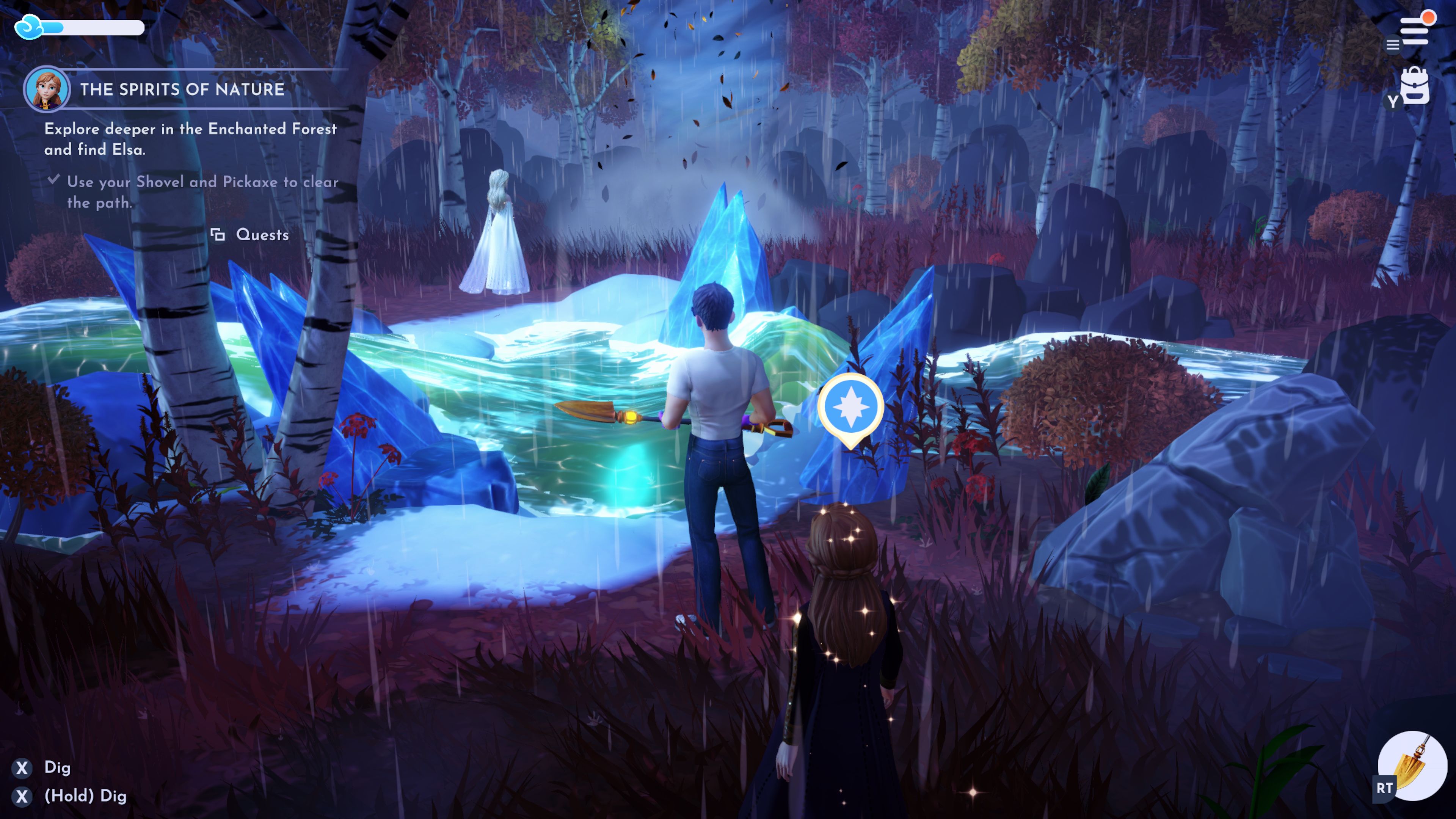 Disney Dreamlight Valley Frozen Quest Player Calming The Water Spirit