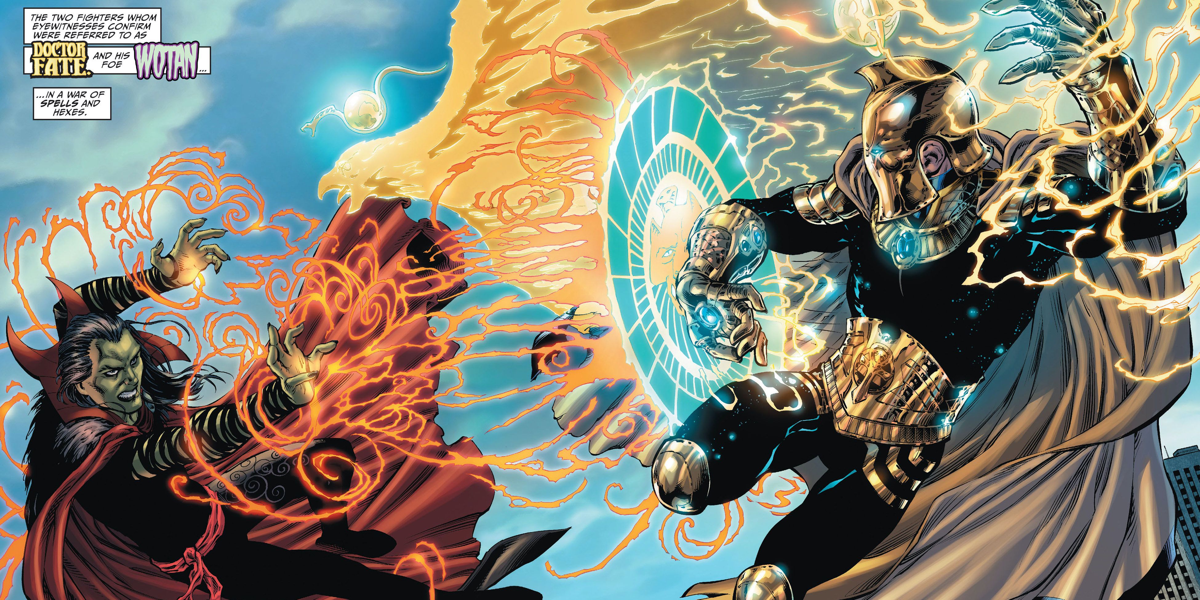 Doctor Fate fightin Wotan in DC comics