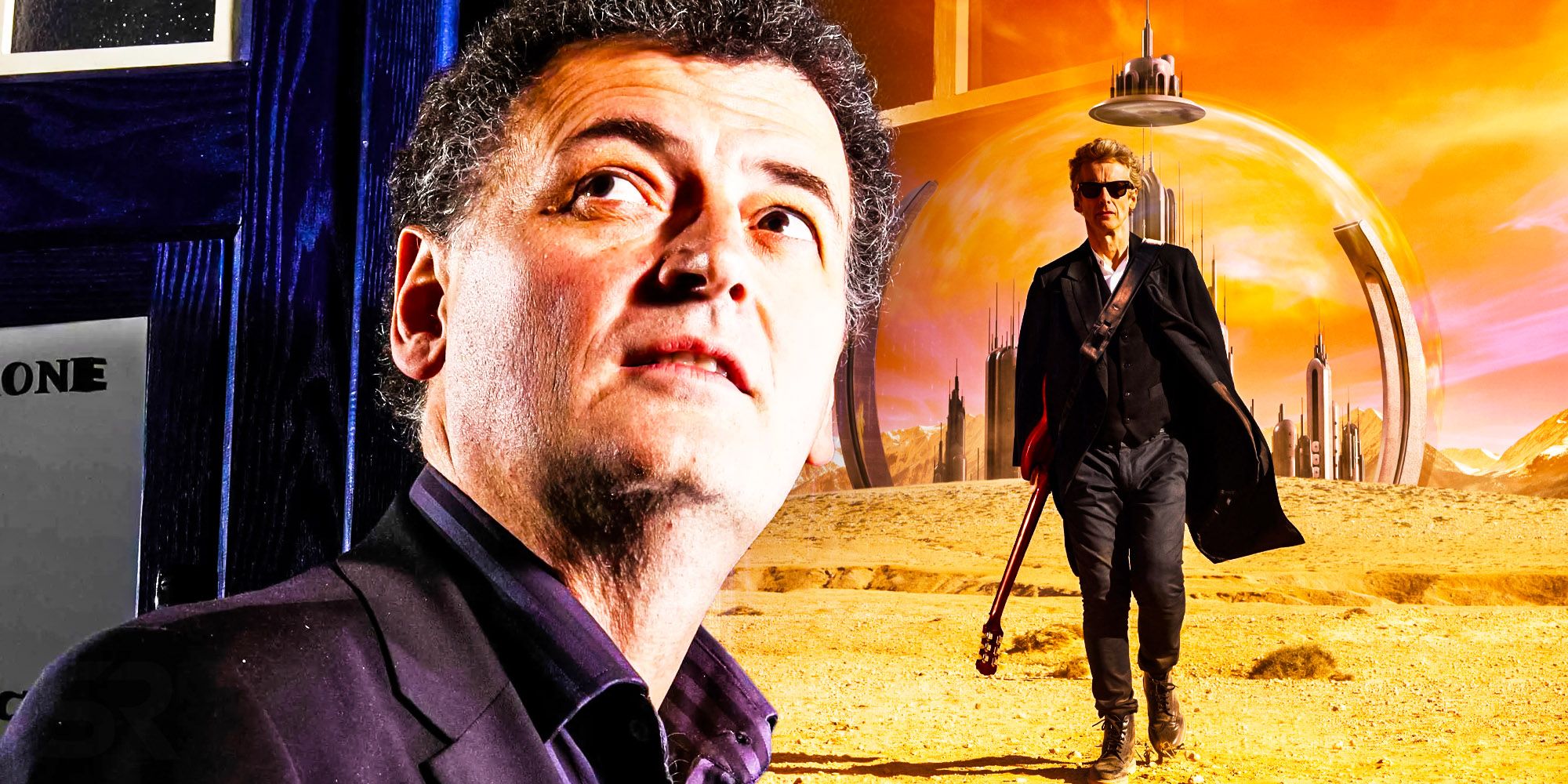 Custom image of Steven Moffat and the 12th Doctor from Doctor Who on Gallifrey.