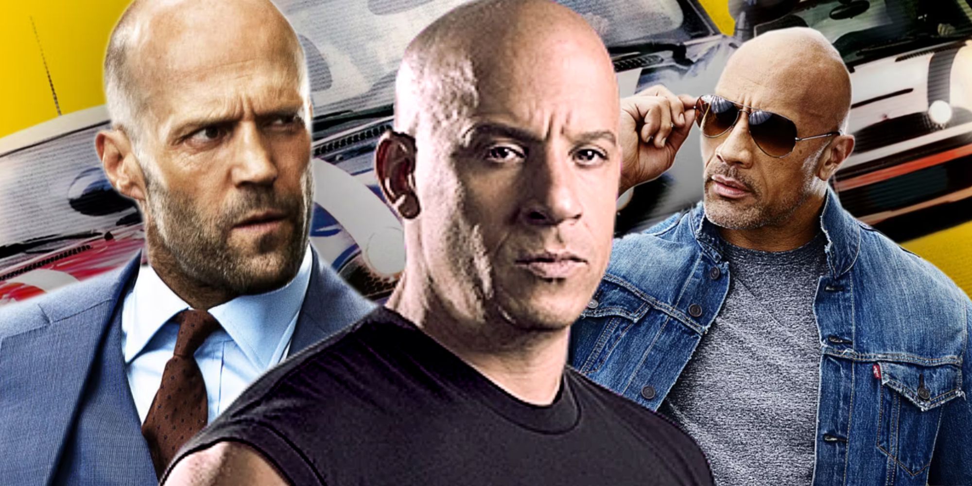 Dominic Toretto, Hobbs, and Shaw in The Fast and Furious Saga