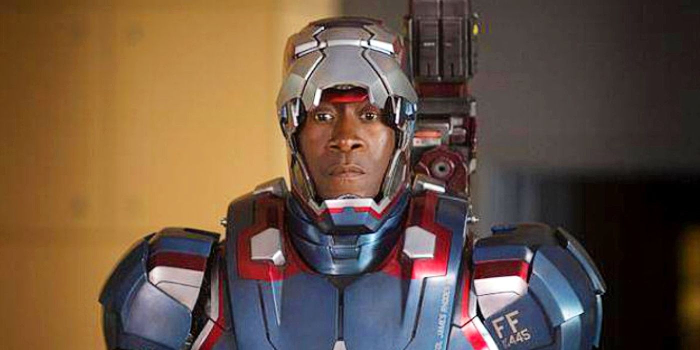 Don Cheadle as Rhodey in his War Machine suit