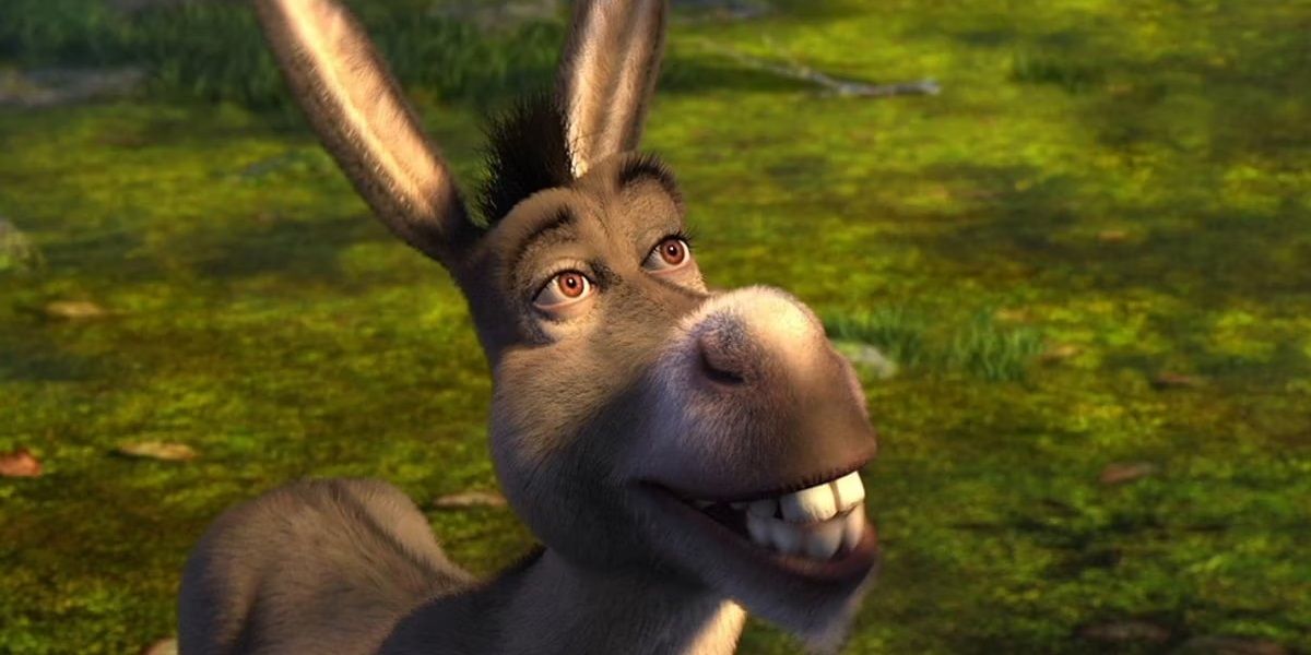 Donkey looks up in Shrek