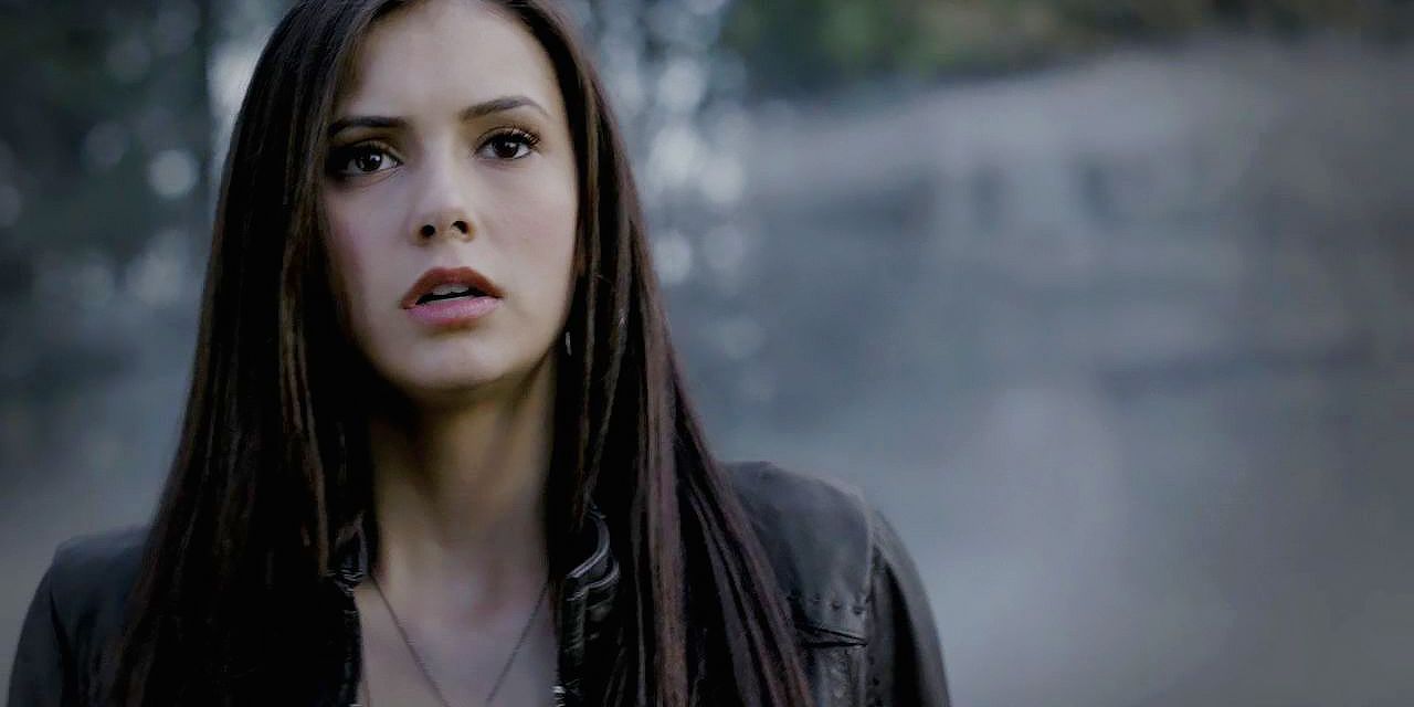 Elena Gilbert on The Vampire Diaries looking worried and slightly scared