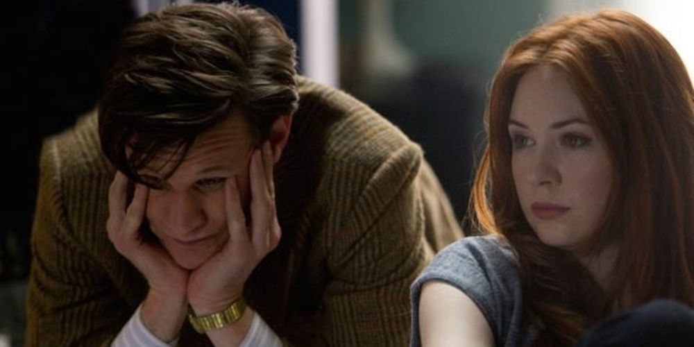 Eleventh Doctor looking bored with Amy in Doctor Who