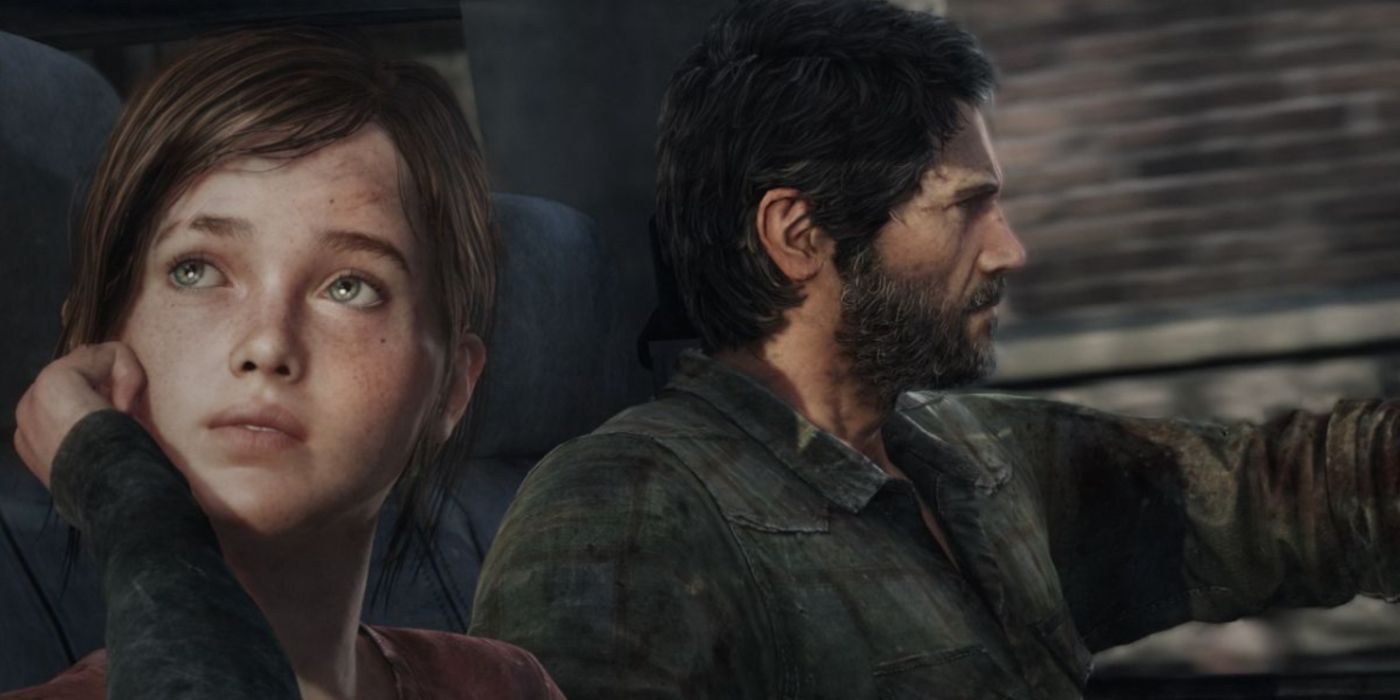 Ellie staring out the window while Joel drives in TLOU 1