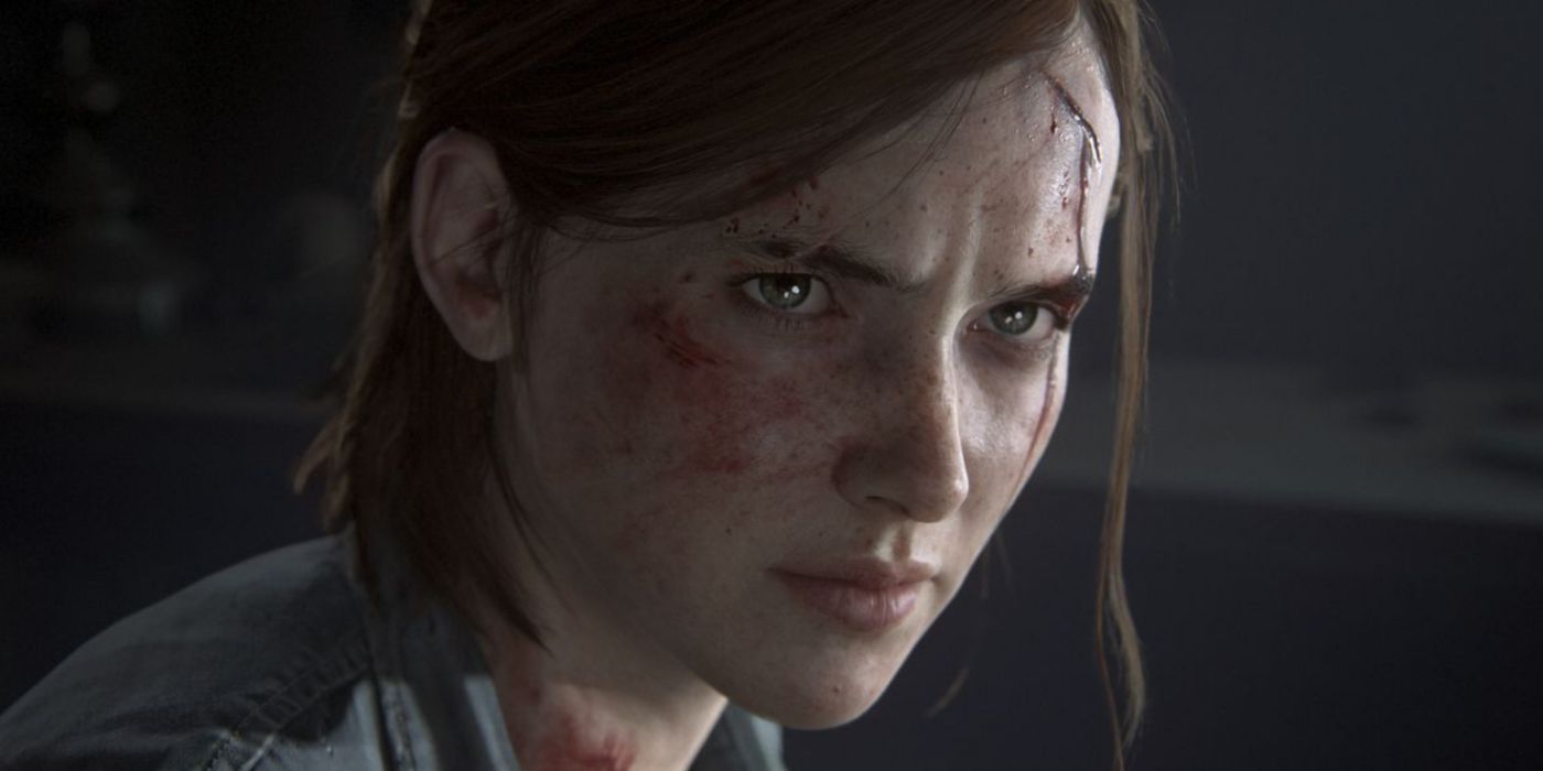 Ellie with an intense scowl in TLOU 2