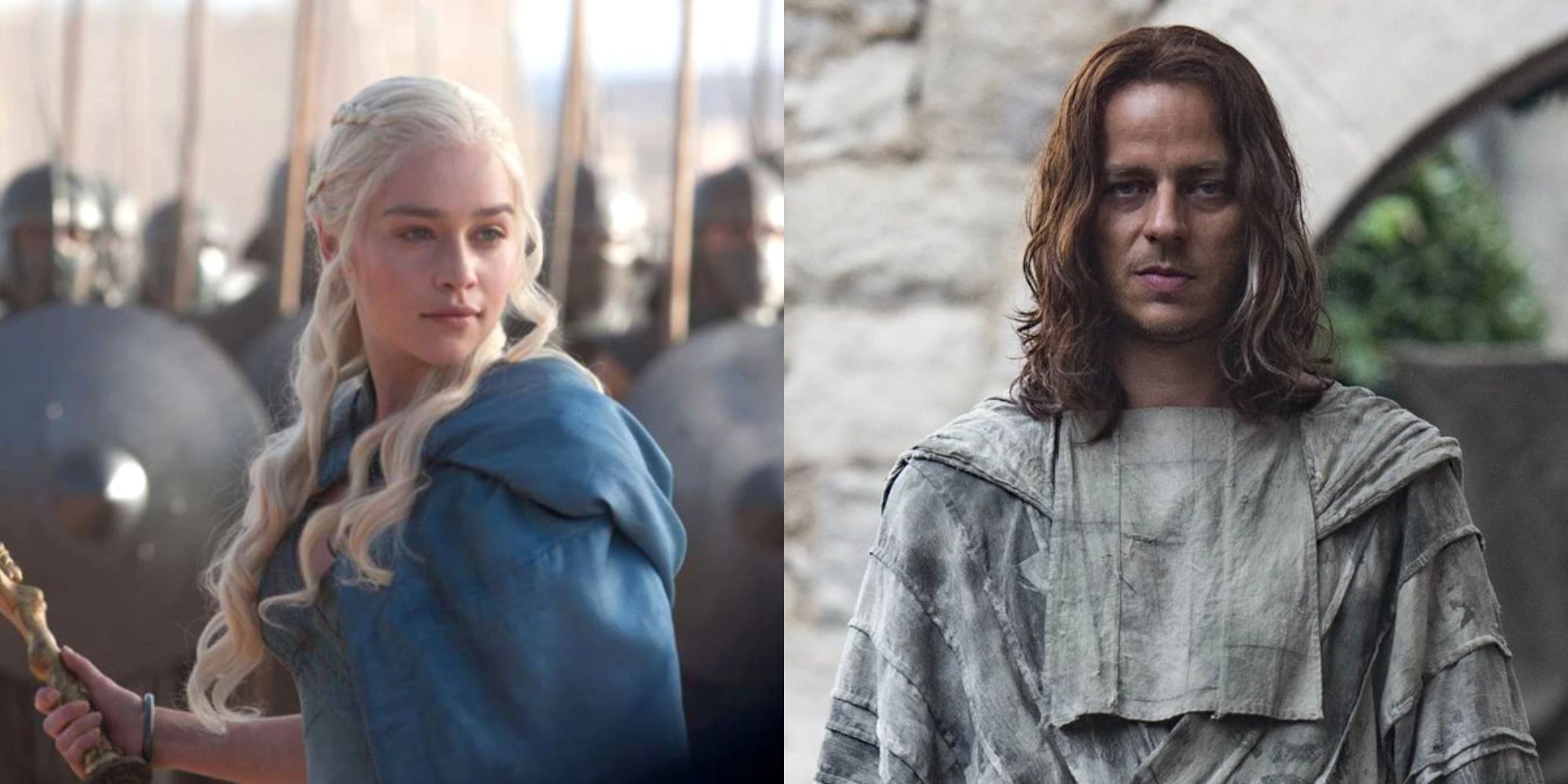 Split image showing Daenerys and Jaqen H'gar in Game of Thrones.
