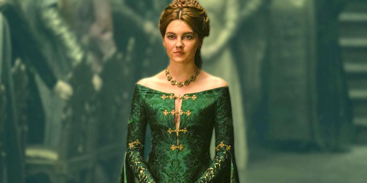 Emily Carey as Alicent wearing green dress in House of the Dragon