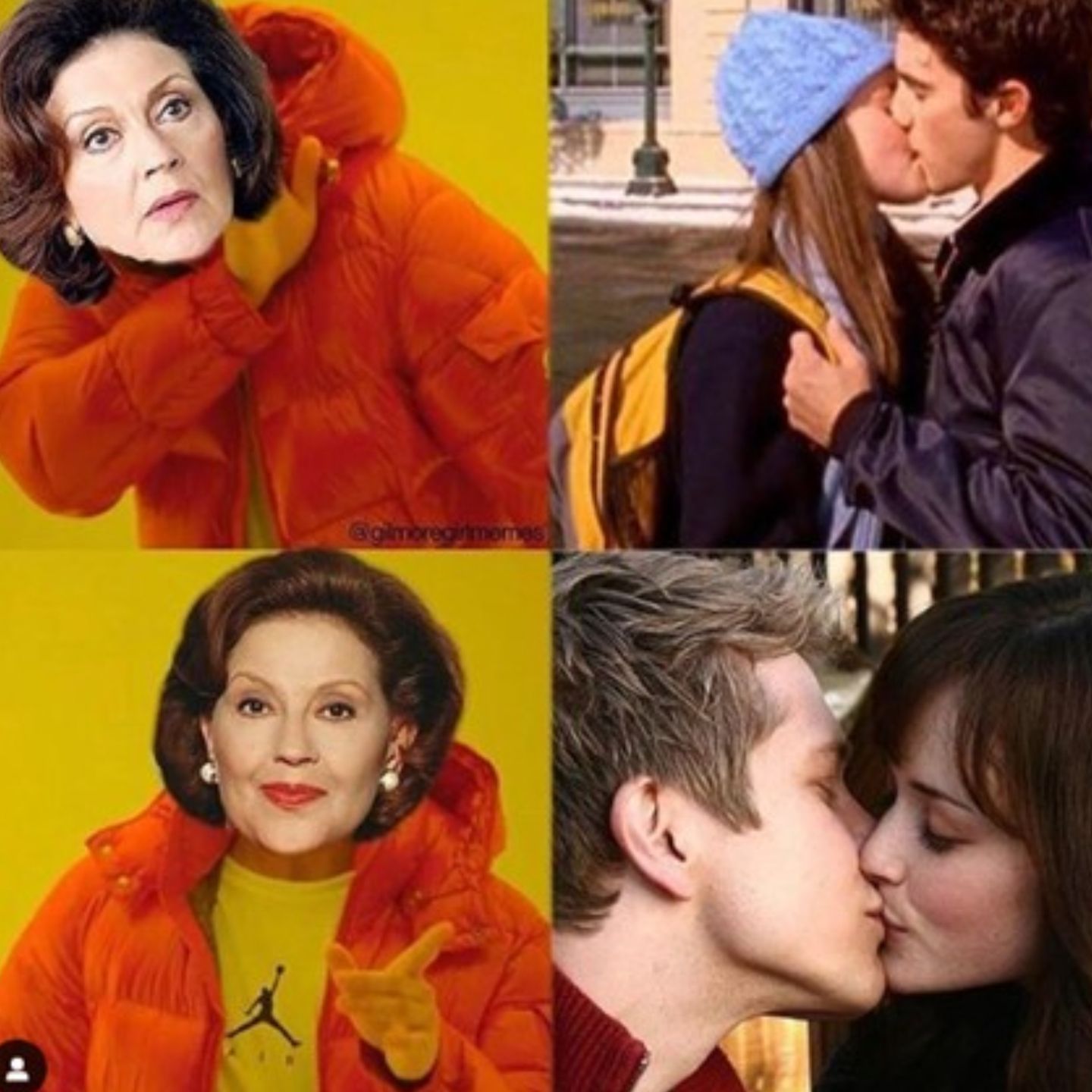 Meme about Emily Gilmore only approving of Logan as Rory's boyfriend in Gilmore Girls. 