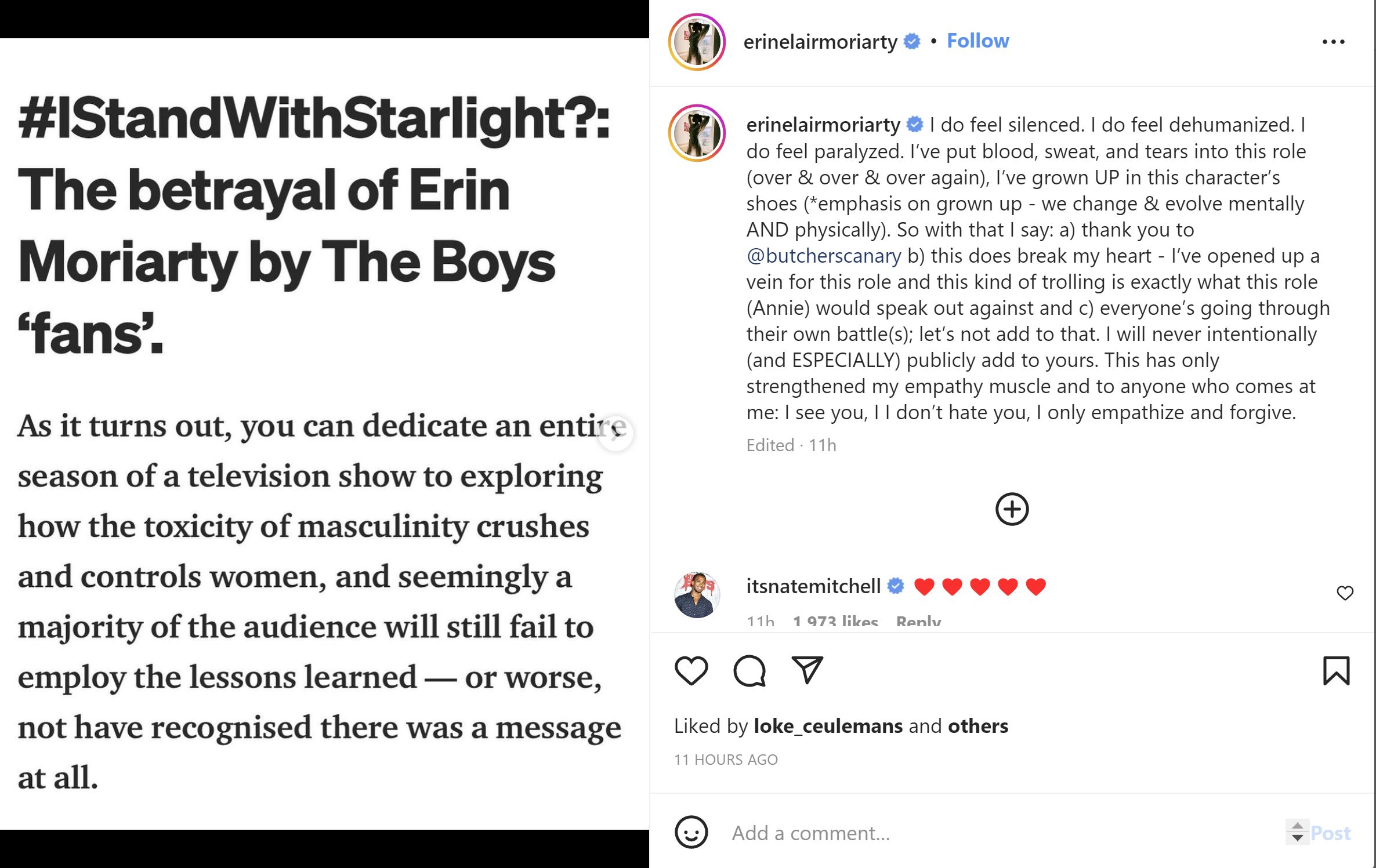 Erin Moriarty - Post do Instagram