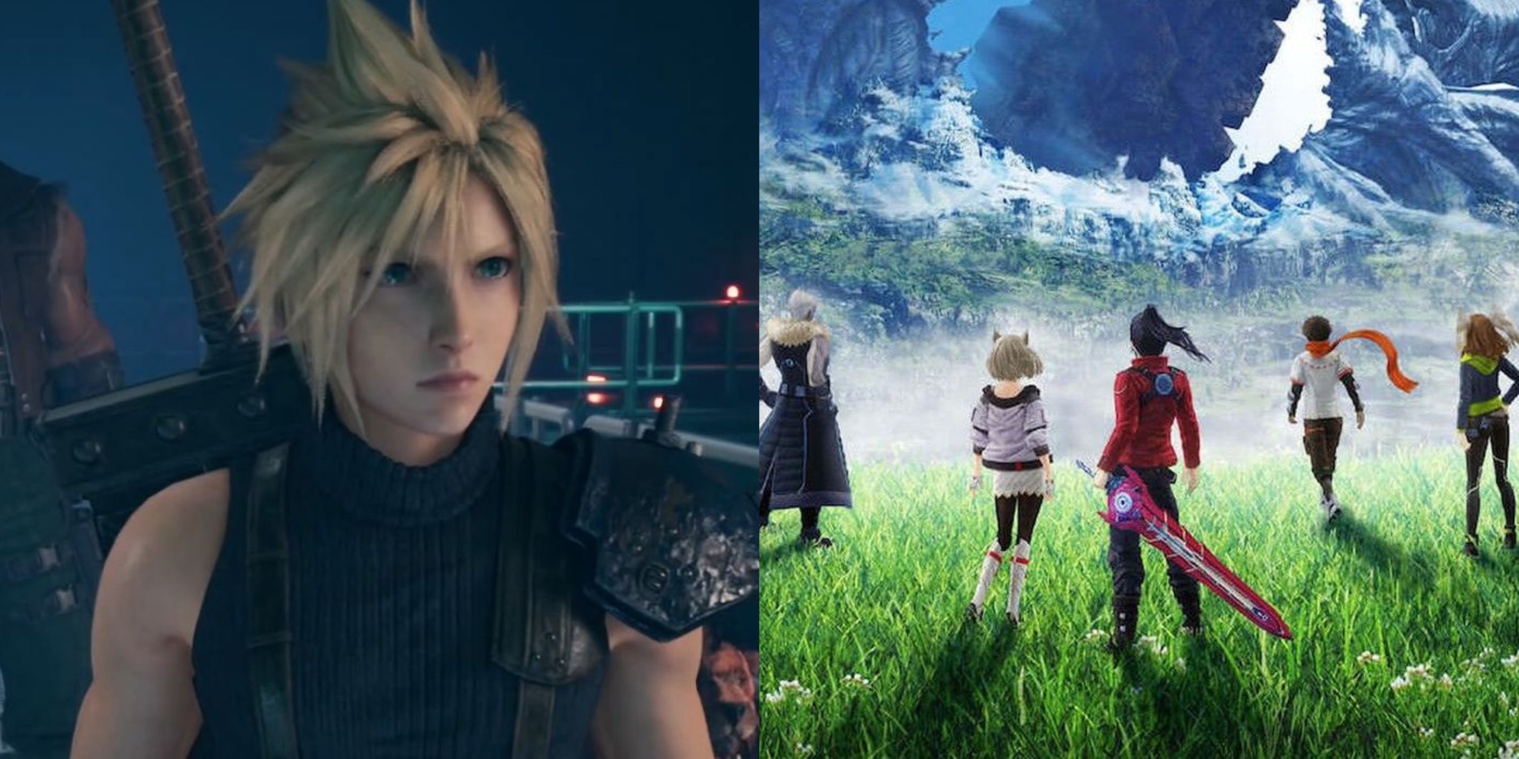 Featured image Cloud in Final Fantasy 7 remake and the cast of Xenoblade Chronicles 3 on the cover