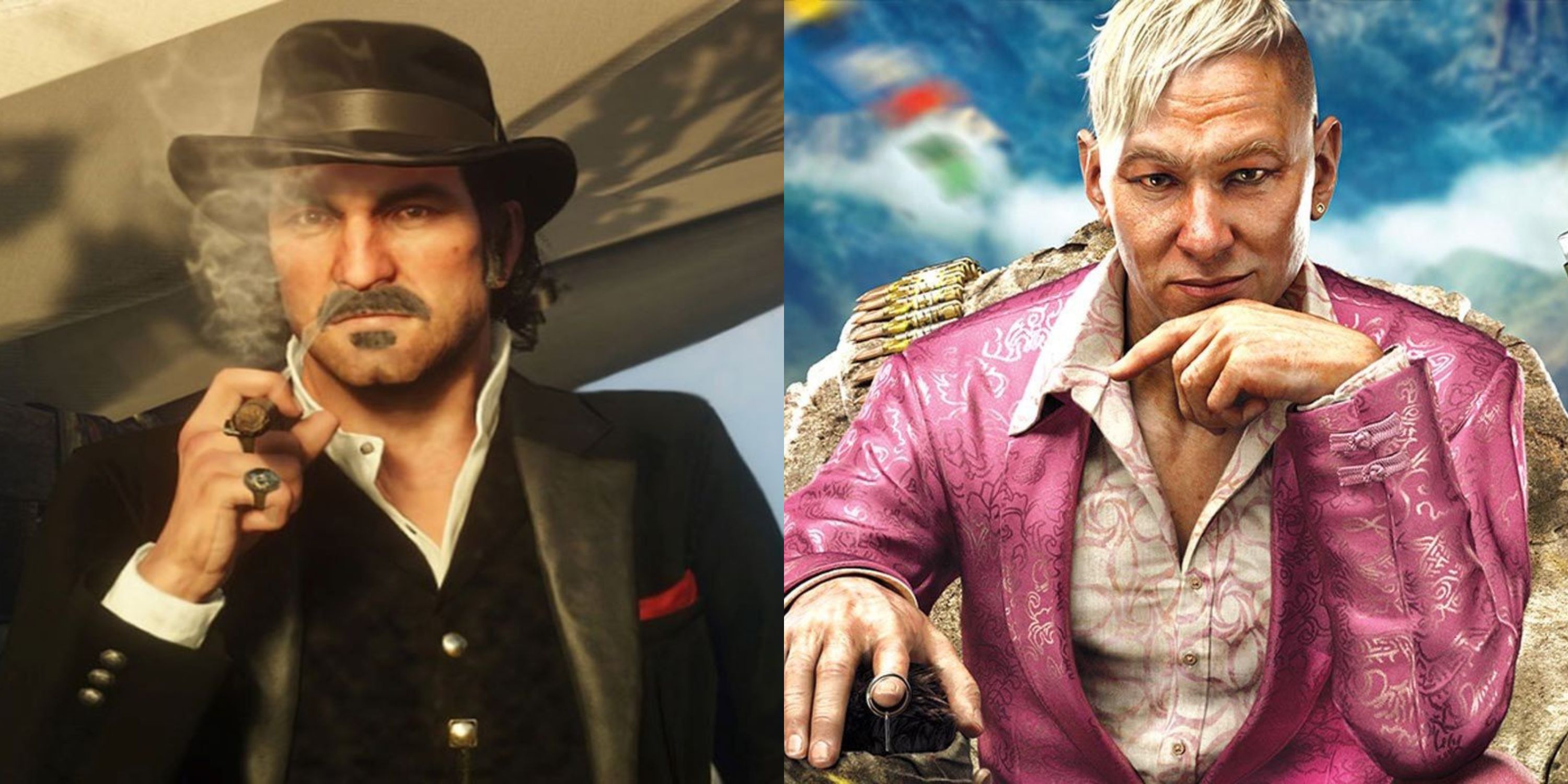 Featured image Dutch van der Linde in red Dead Redemption 2 and Pagan Min in Far Cry 4 poster art
