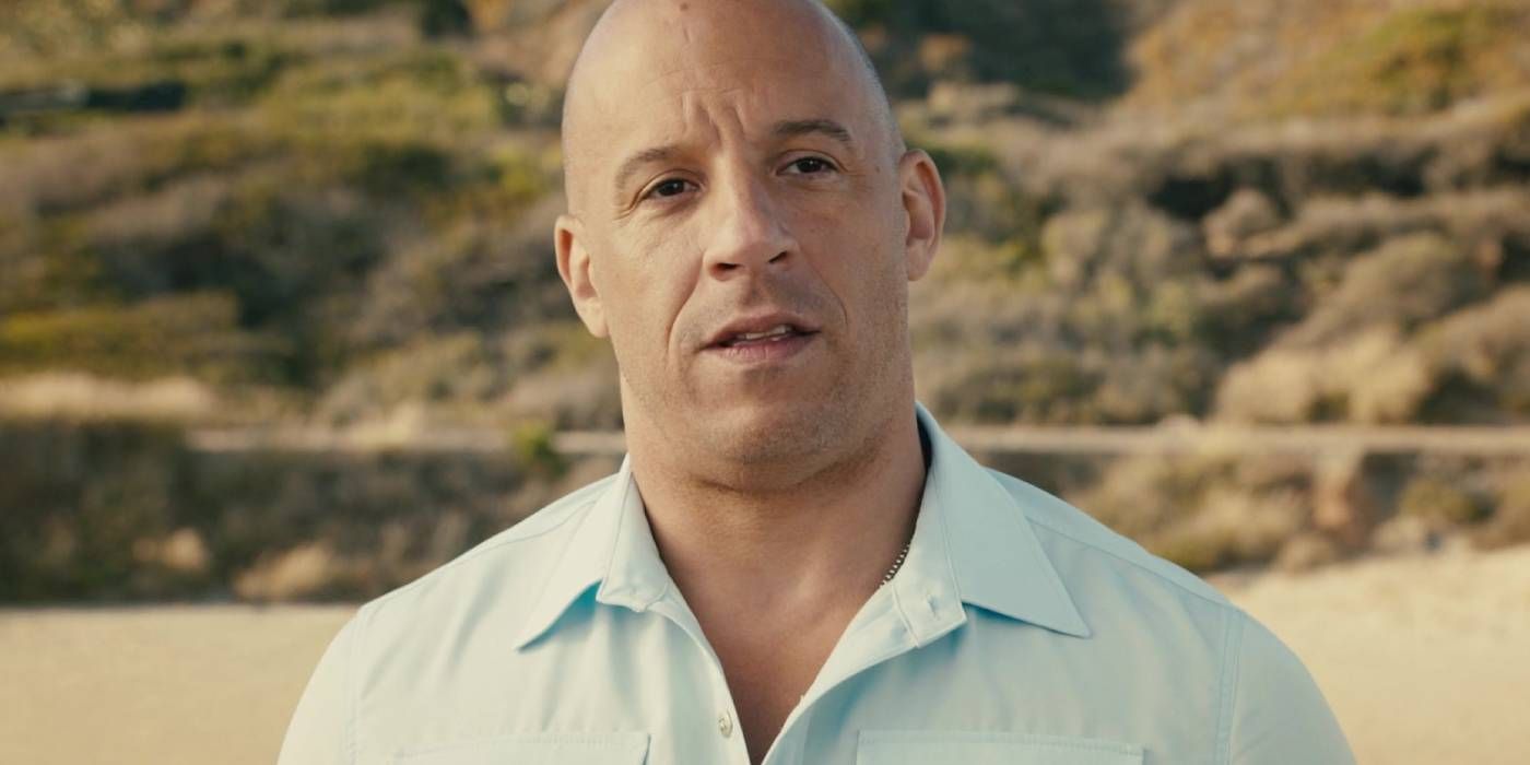 Dom looks on from a beach in Furious 7