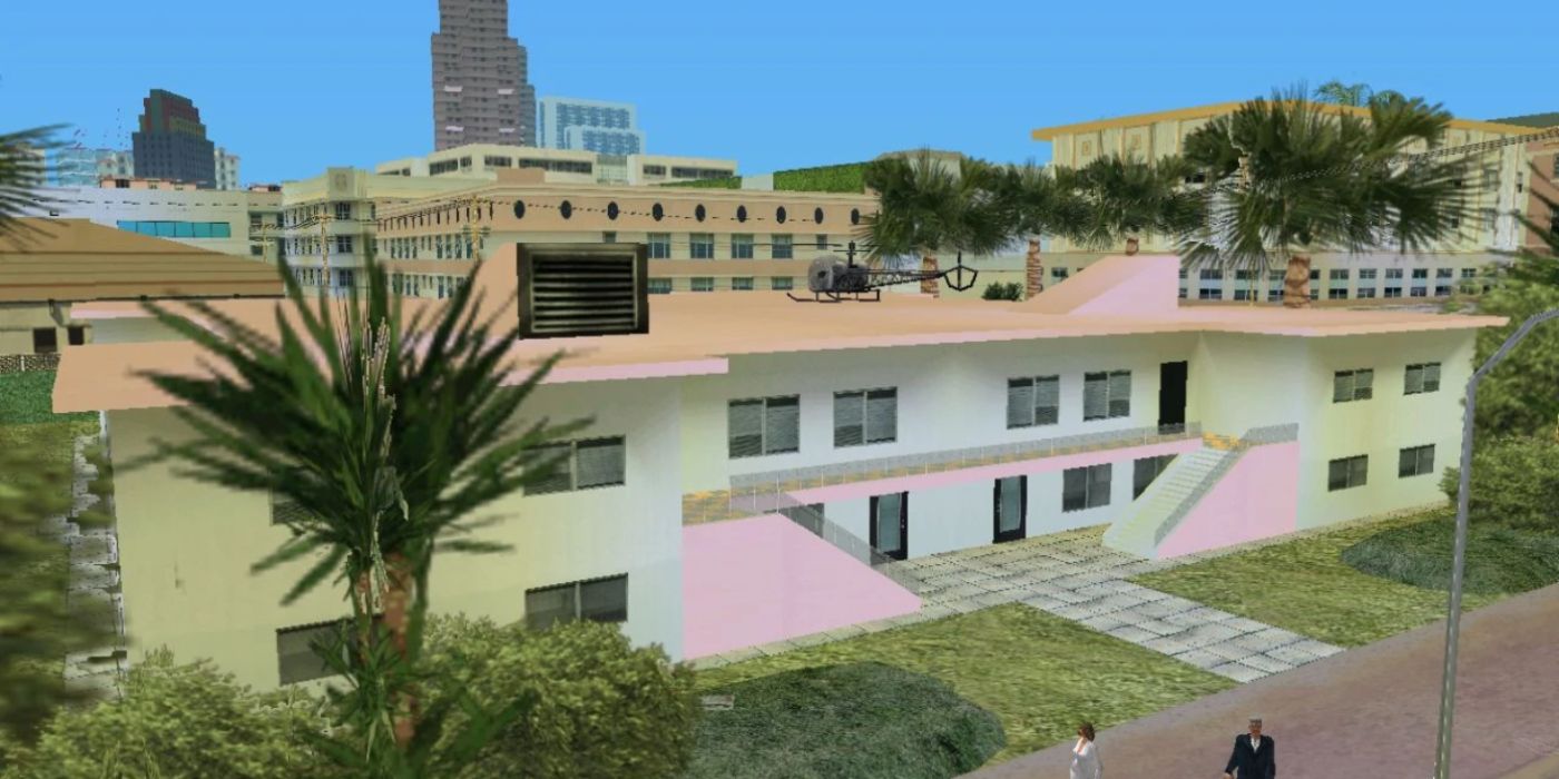 O prédio de apartamentos em GTA: Vice City que faz referência à cena da motosserra Scarface.