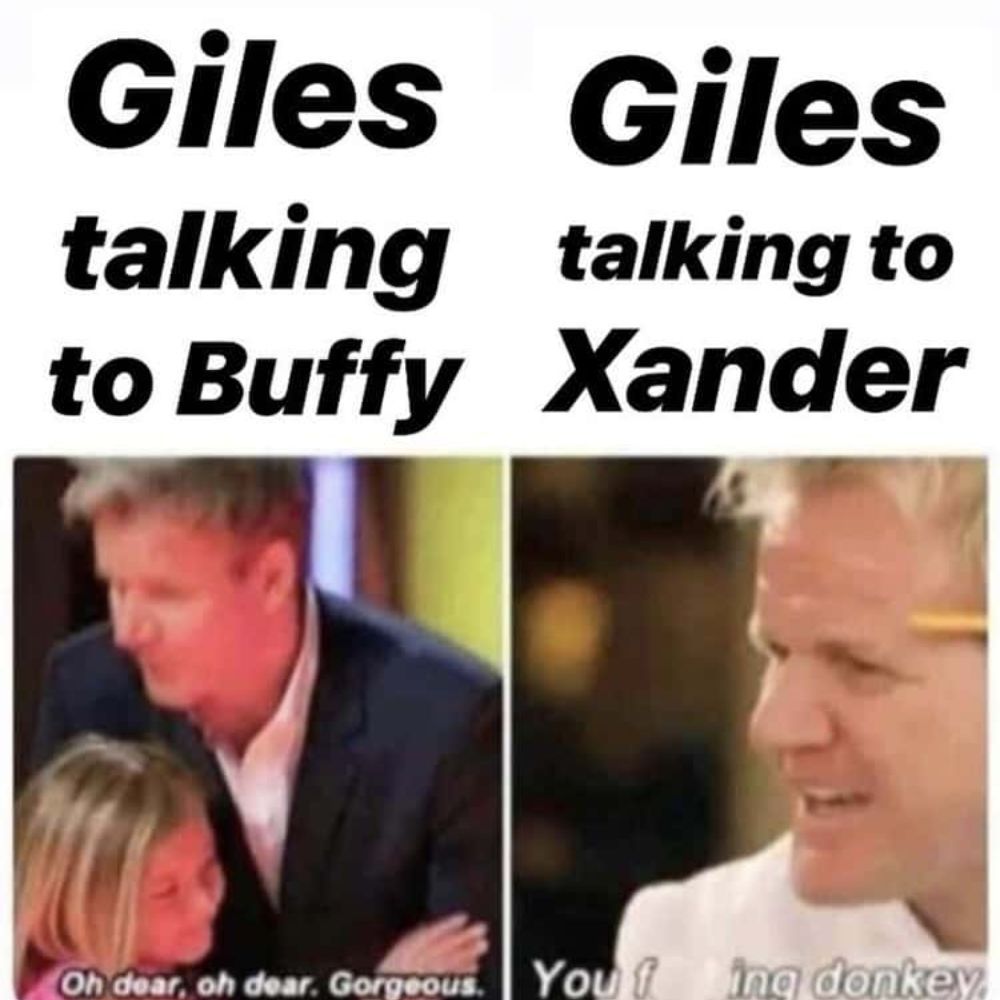 Giles comforts Buffy and berates Xander