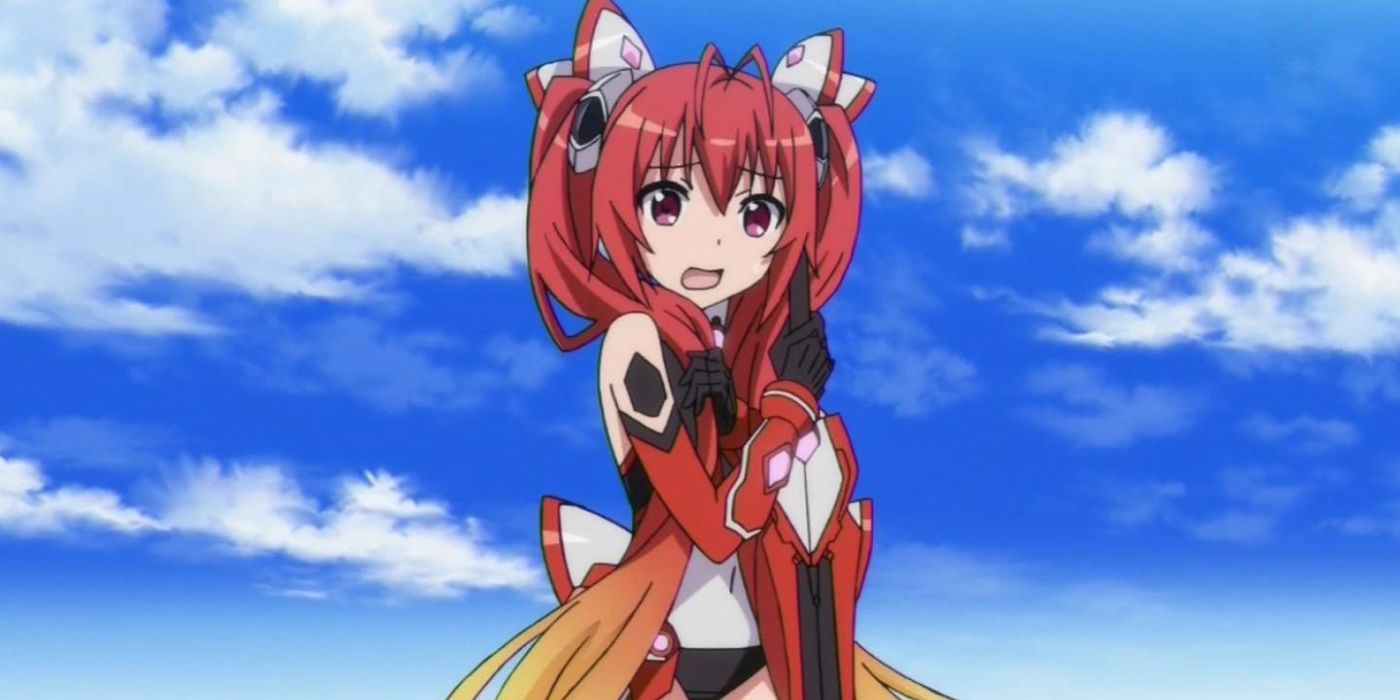 A young girl holding a sword and looking surprised in Gonna Be The Twin-Tail.