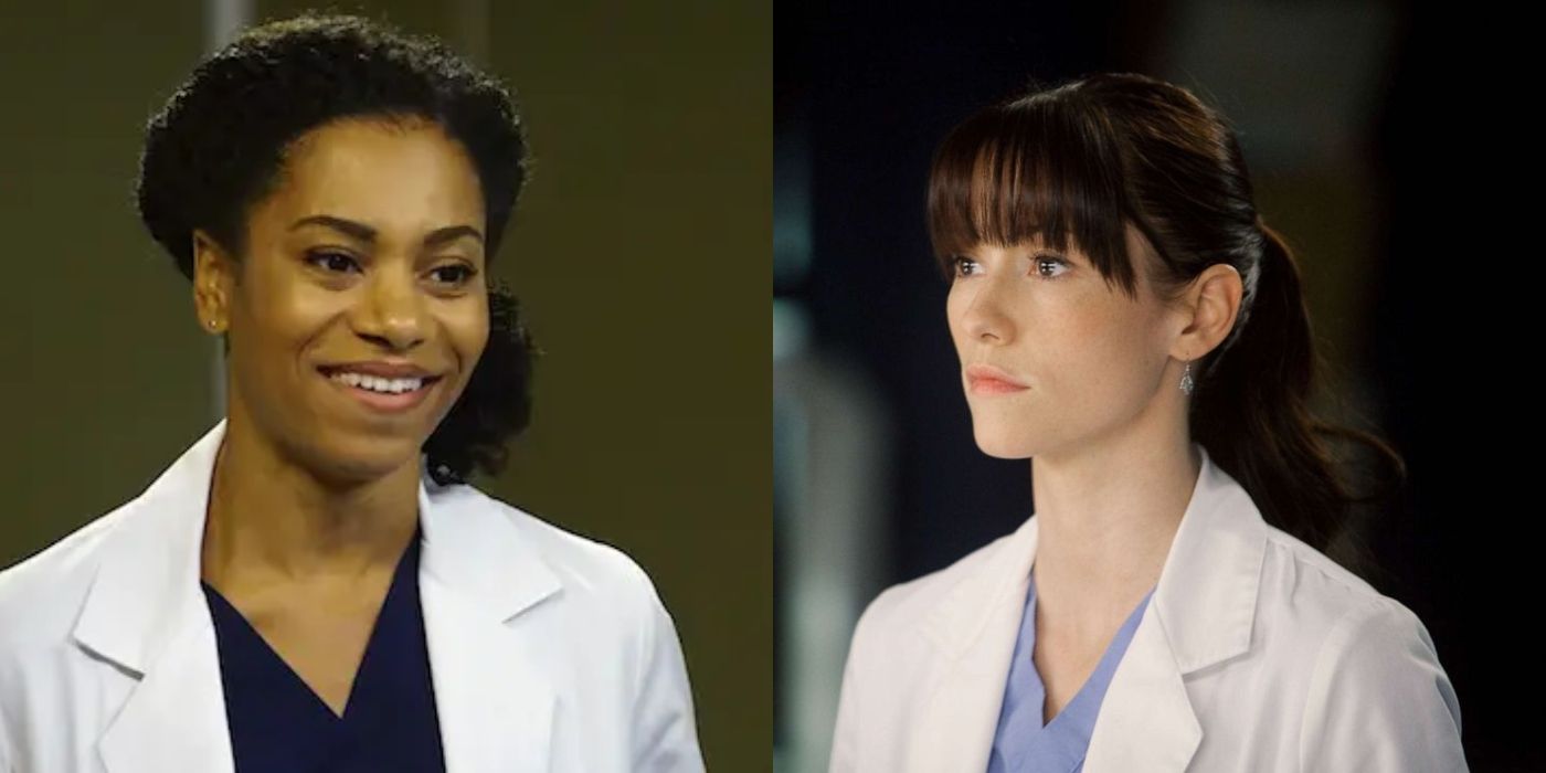 Split image of Maggie Pierce and Lexi Grey on Grey's Anatomy