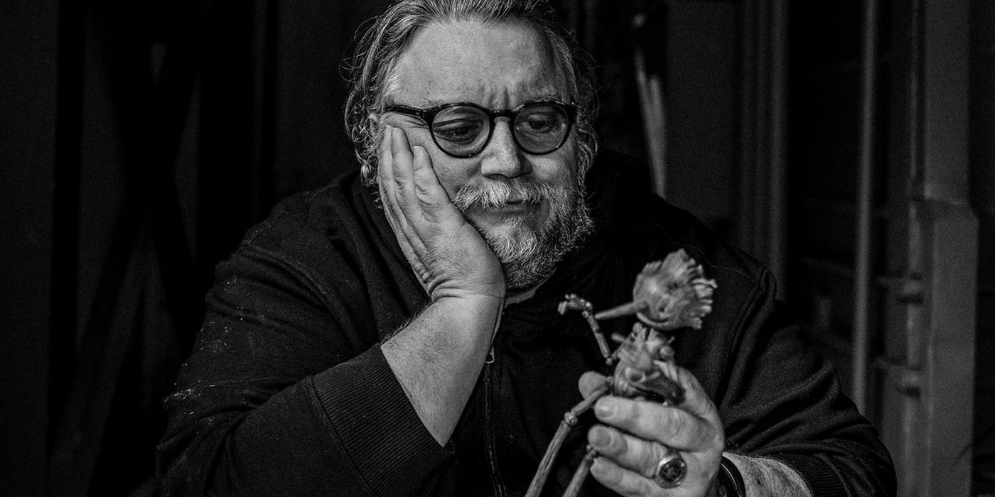 Guillermo del Toro with Pinocchio puppet