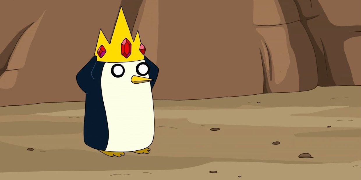 Gunter wearing the Ice King's crown in Adventure Time