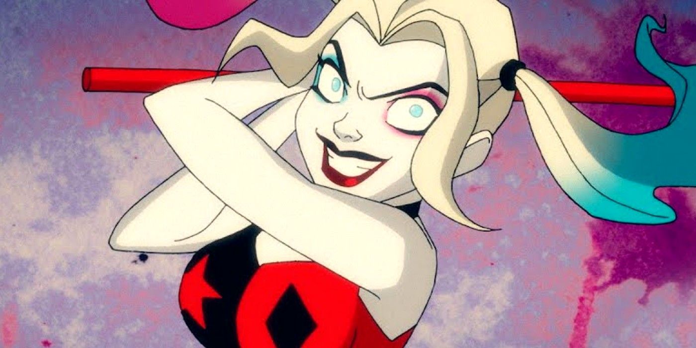 Harley Quinn empuña su martillo en la serie animada.