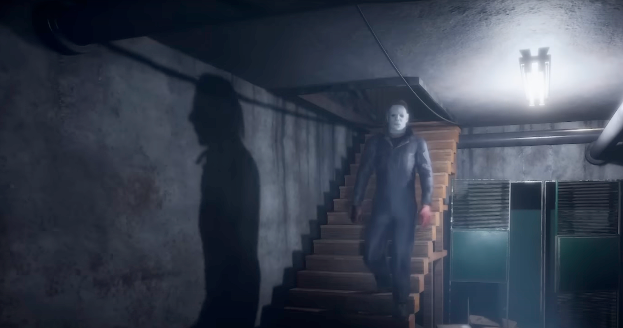 Michael Myers comes into the basement in the Halloween fan-made video game 