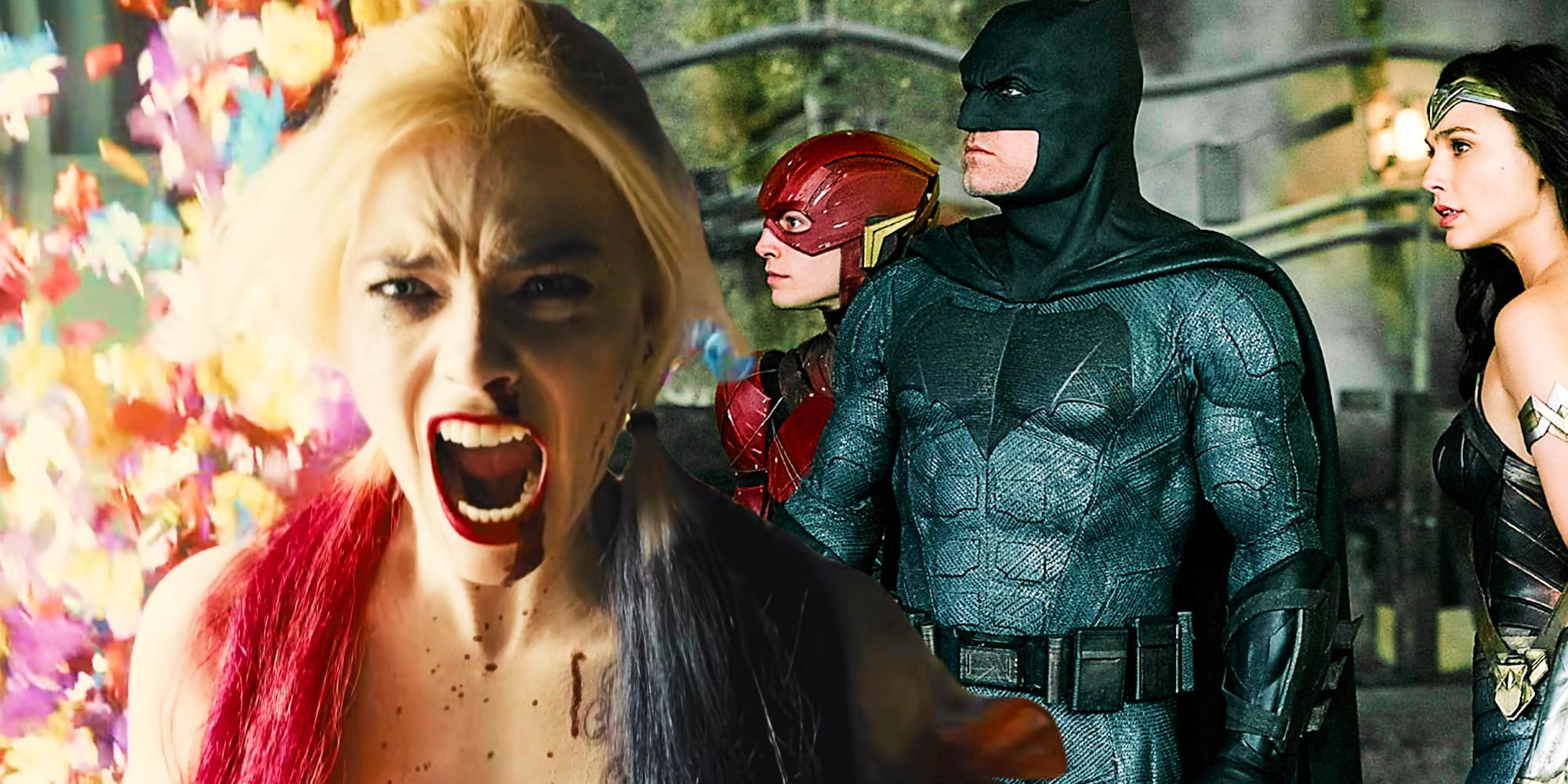Harley Quinn, Flash, Batman, and Wonder Woman in the DCEU