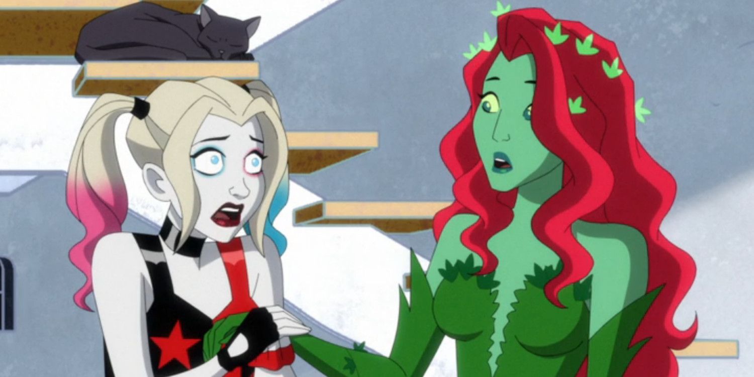 Harley Quinn and Poison Ivy talk in Harley Quinn animated series.