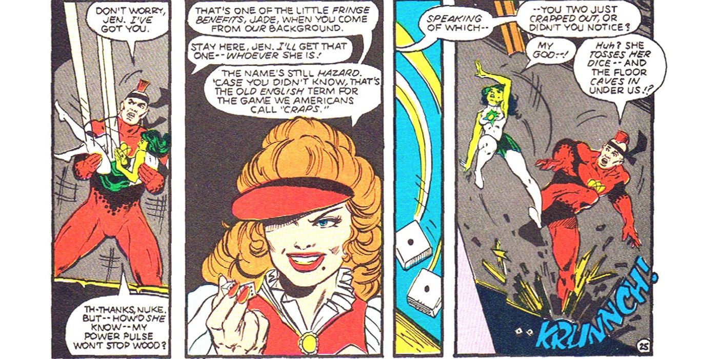Hazard Fights Jade and Nuklon In Infinity Inc. #34 Comic