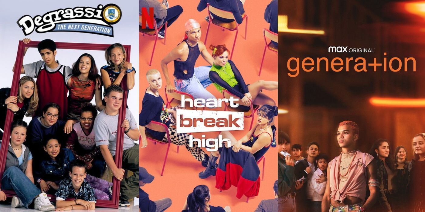 Split Image: Degrassi The Next Generation, Heartbreak High, and Genera+ion posters