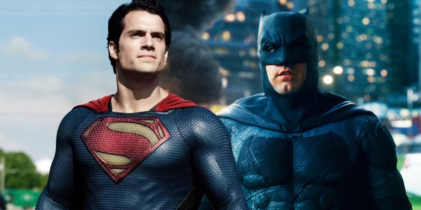 Henry Cavill as Superman and Ben Affleck as Batman.