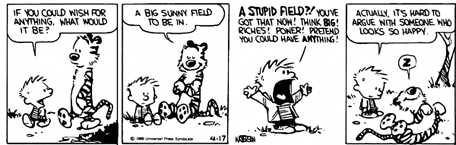 Clavin and Hobbes strip, Hobbes Wish