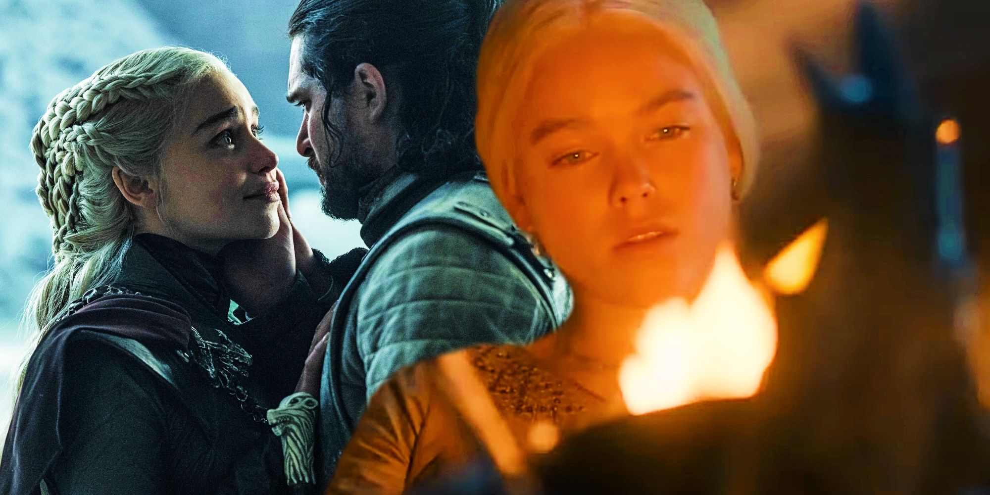 Jon and Daenerys in GOT and Rhaenyra in HOTD episode 4