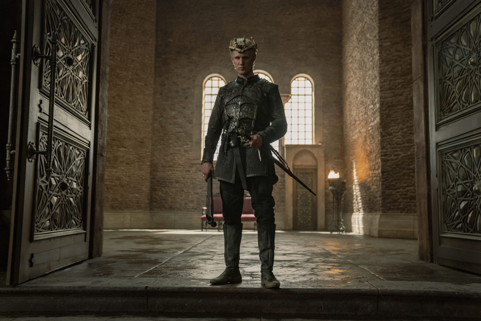 House of the Dragon episode 4 Matt Smith as Prince Daemon Targaryen standing in a doorway