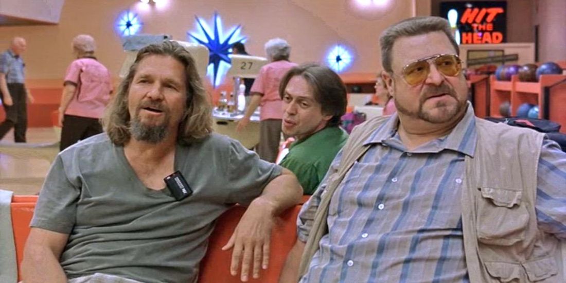 The Dude, Donny, and Walter in the movie The Big Lebowski.