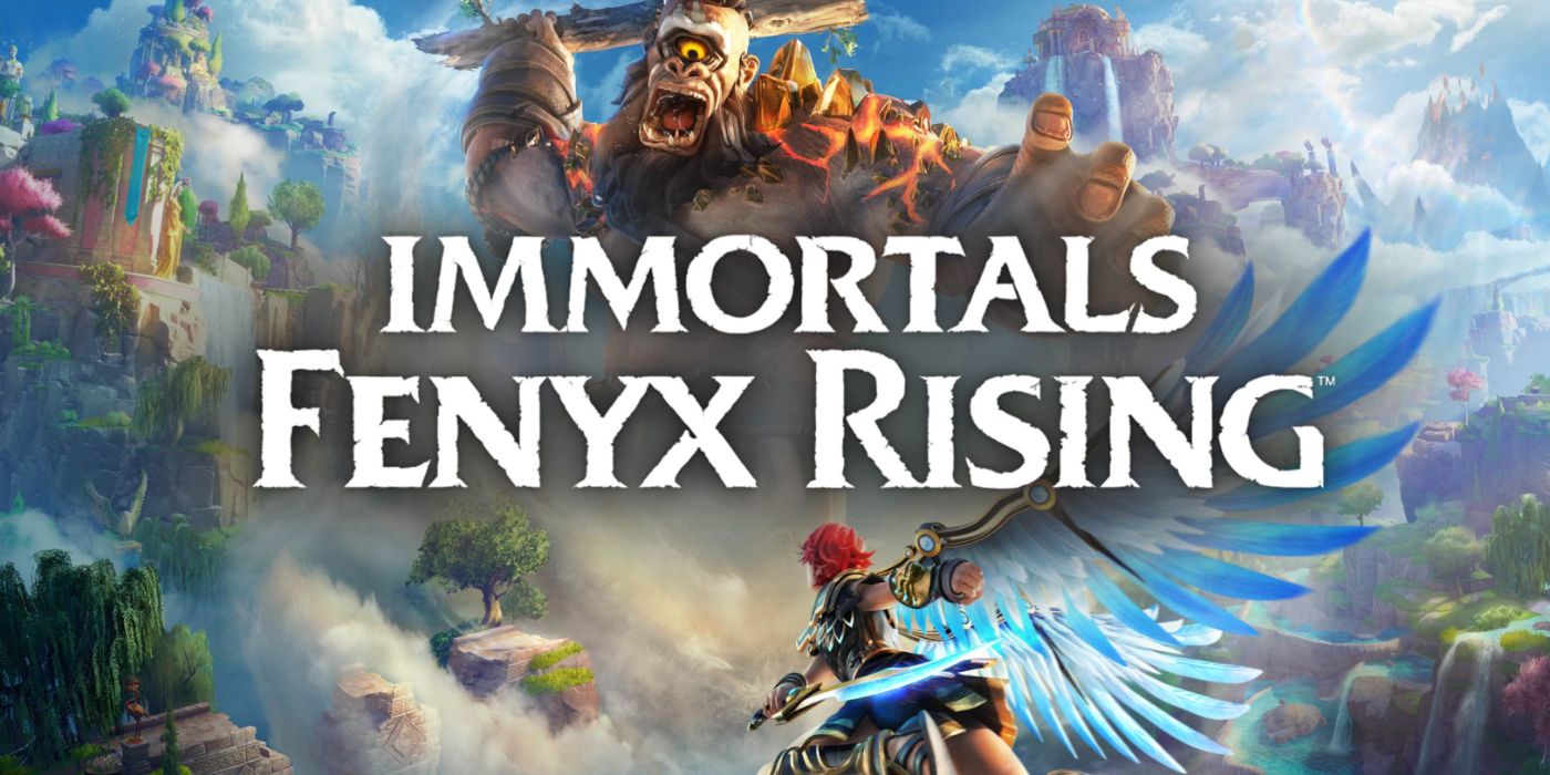 Immortals Fenyx Rising promo art featuring the player character facing a Cyclops.